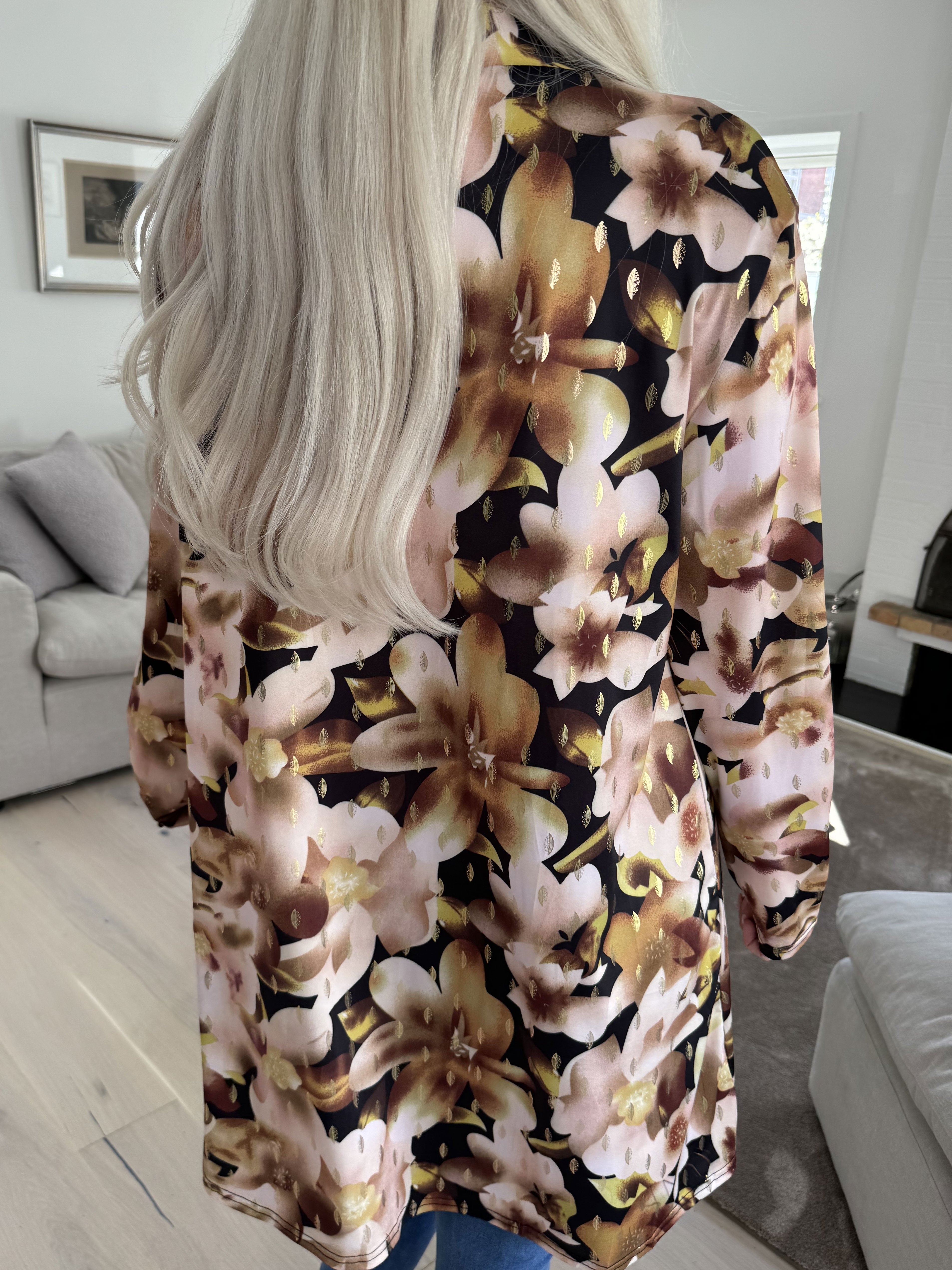 Rosa Sweet Flower - Elastisk cardigan med blomsterprint