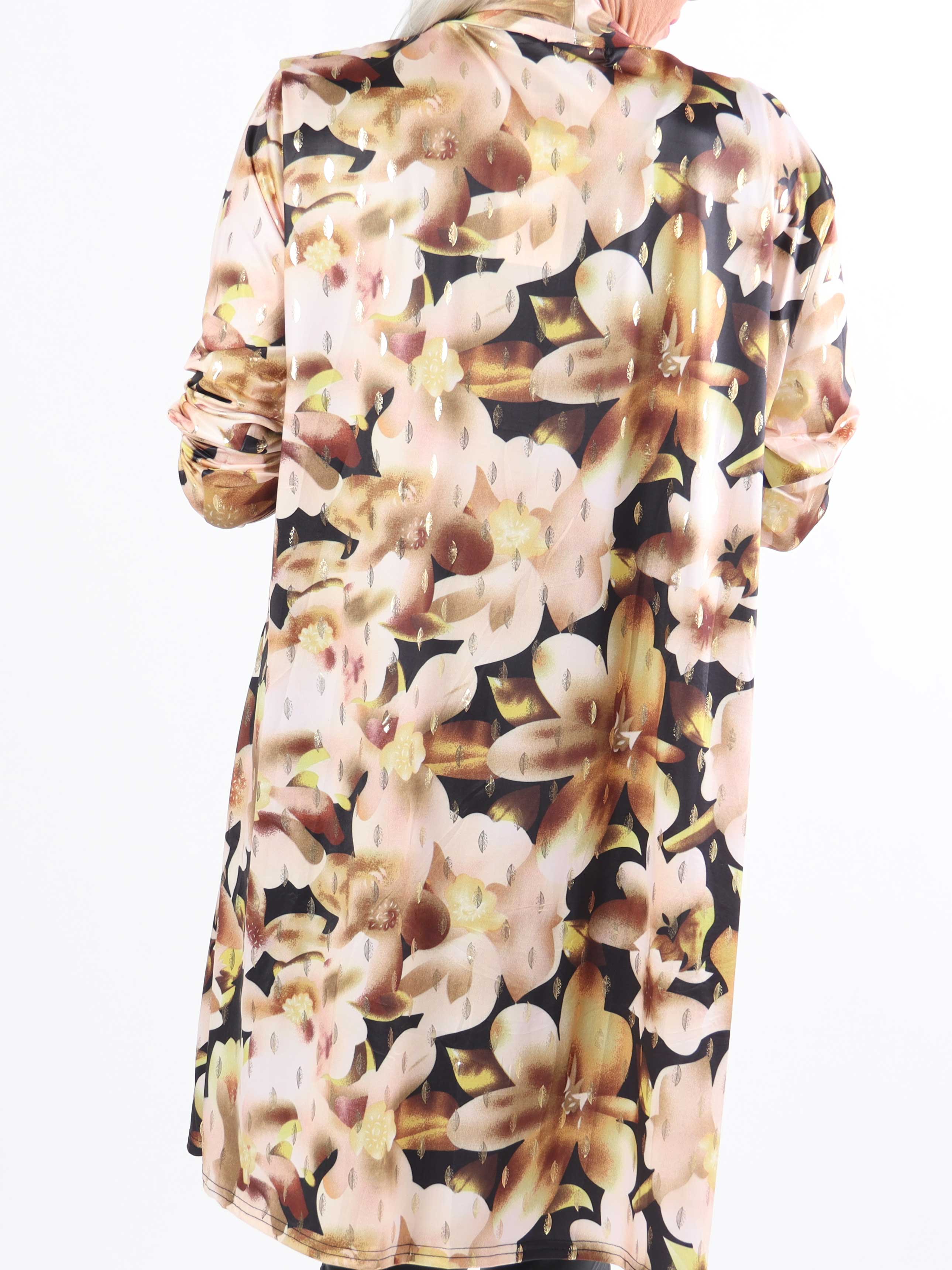 Rosa Sweet Flower - Elastisk plus size cardigan med blomsterprint