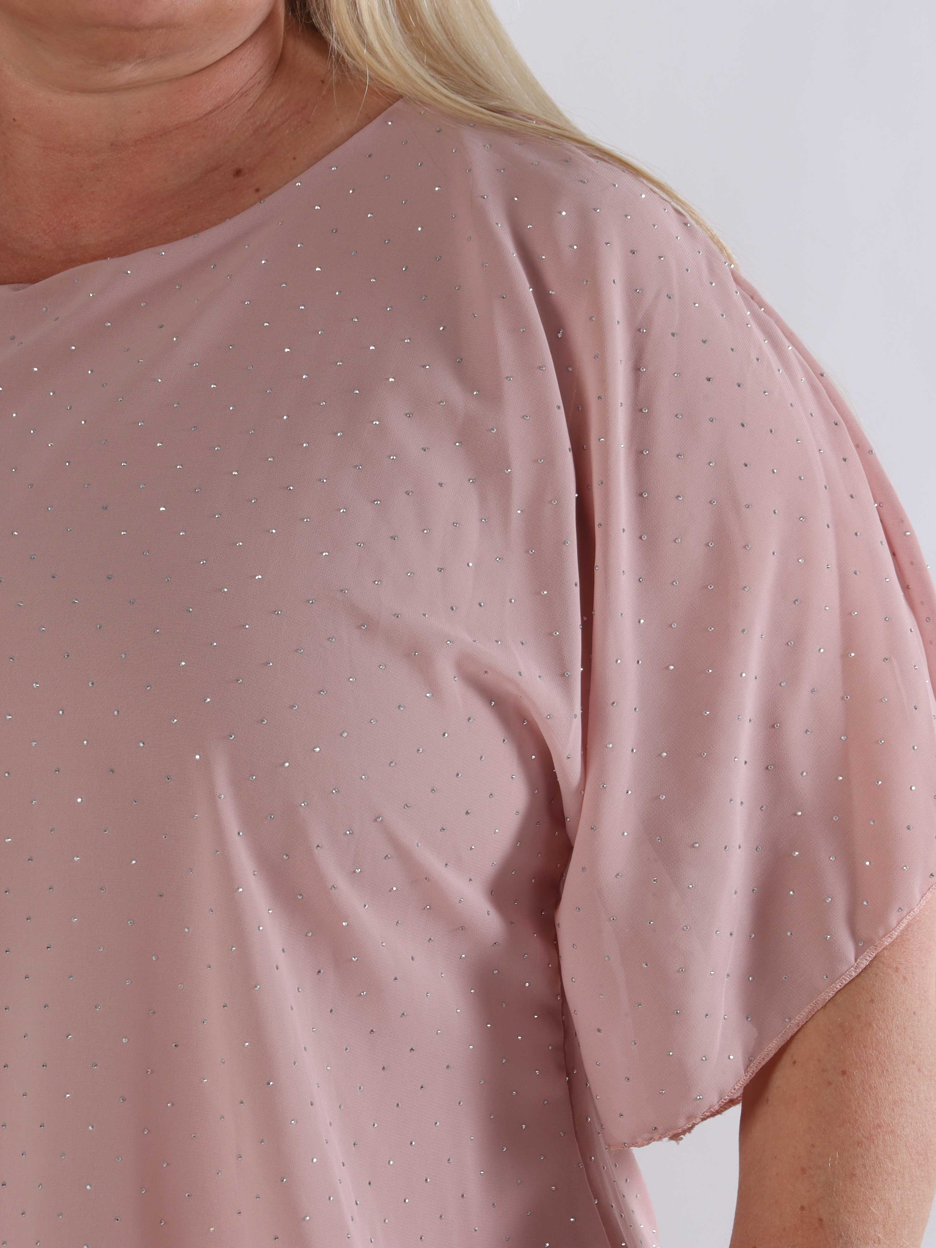 Rosie - Plus size viskose bluse med chiffonlag og similisten