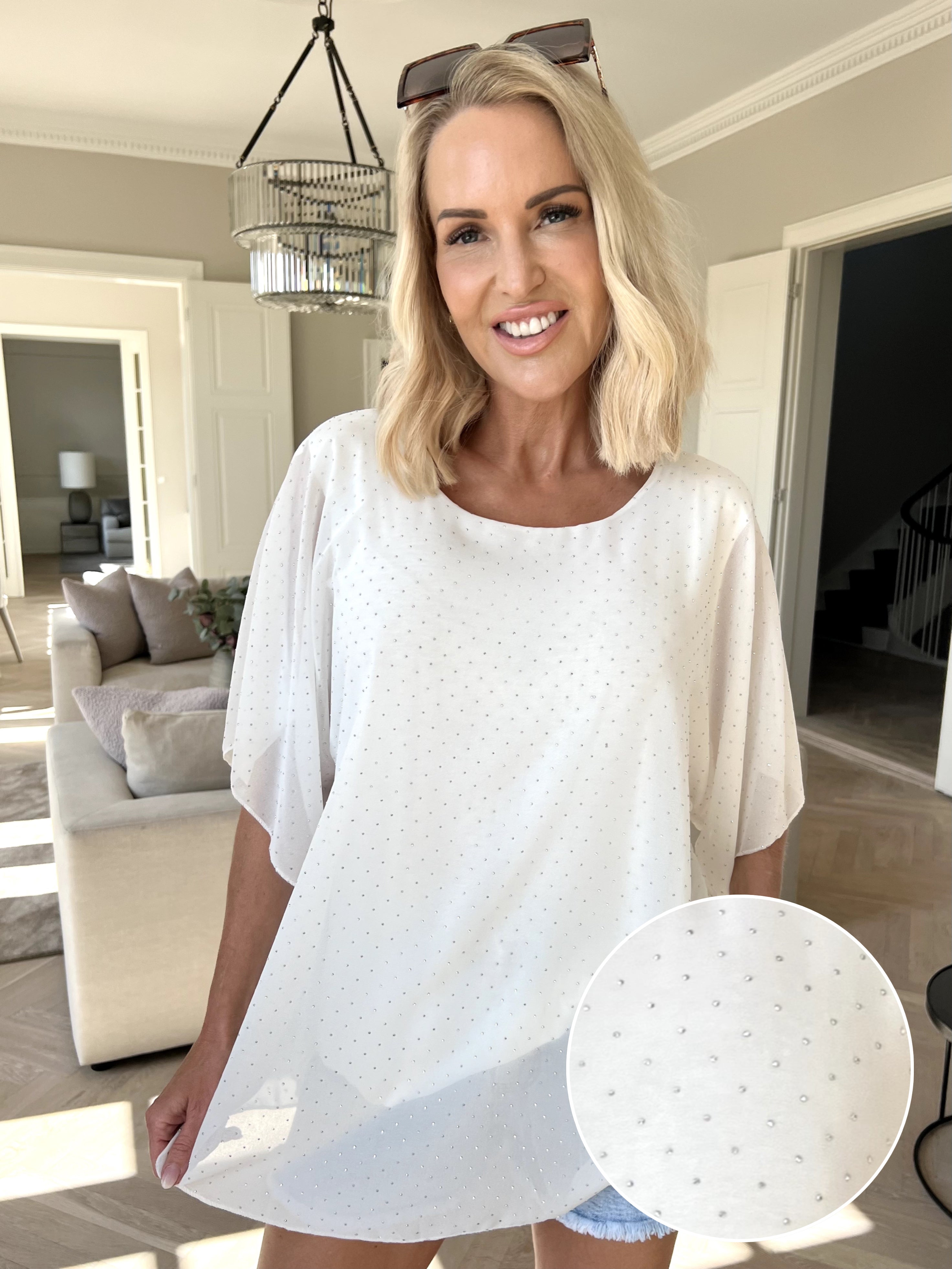 Rosie - Sød viskose bluse med chiffonlag og similisten