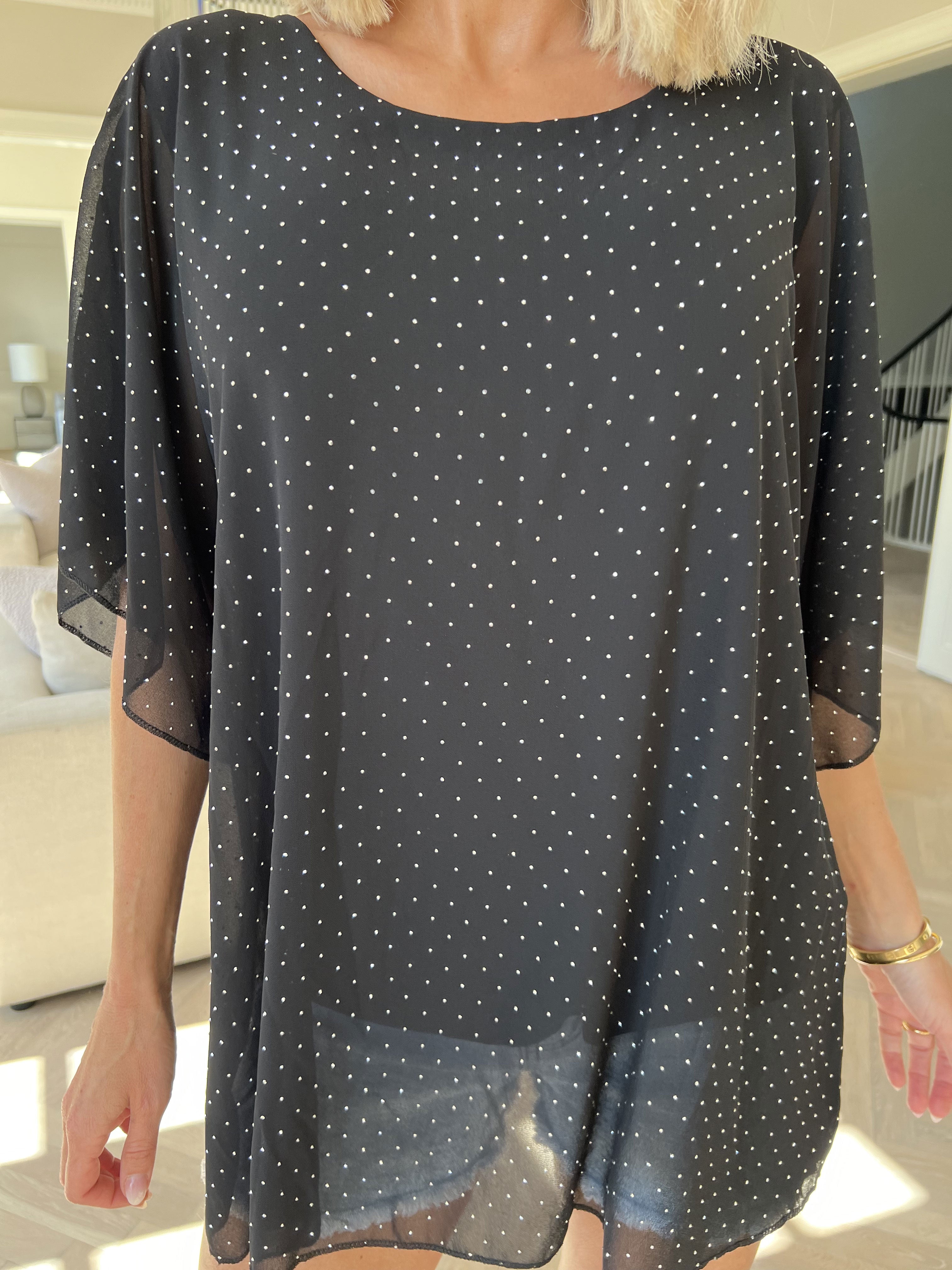 Rosie - Sød viskose bluse med chiffonlag og similisten