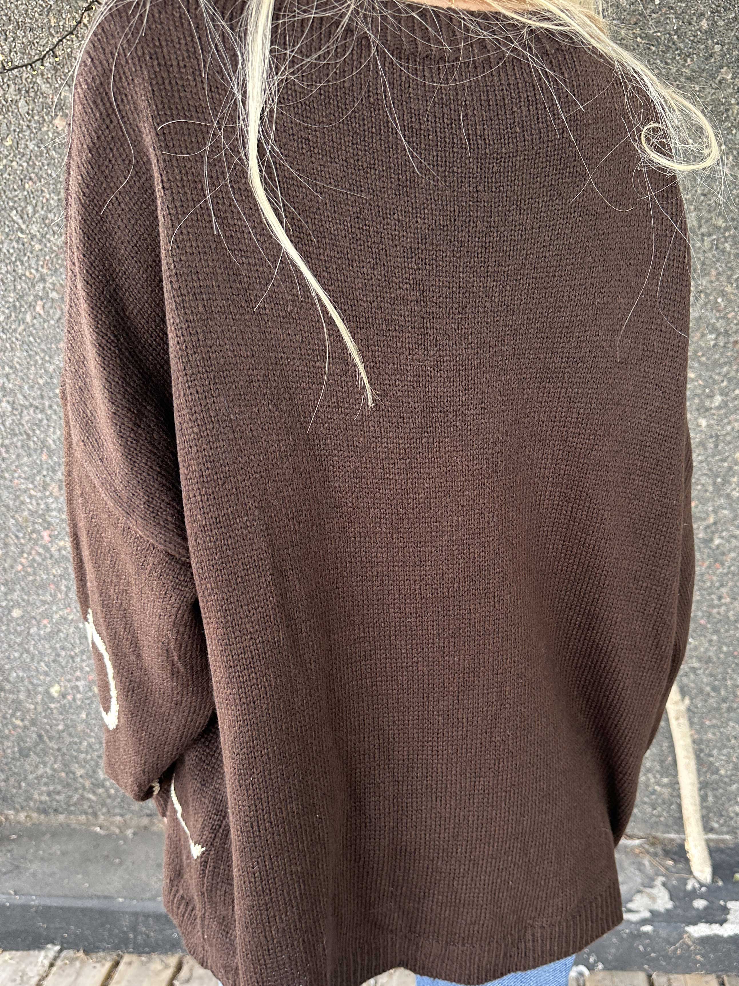 Ruby - Striktrøje med uld og sløjfe i guldtråde