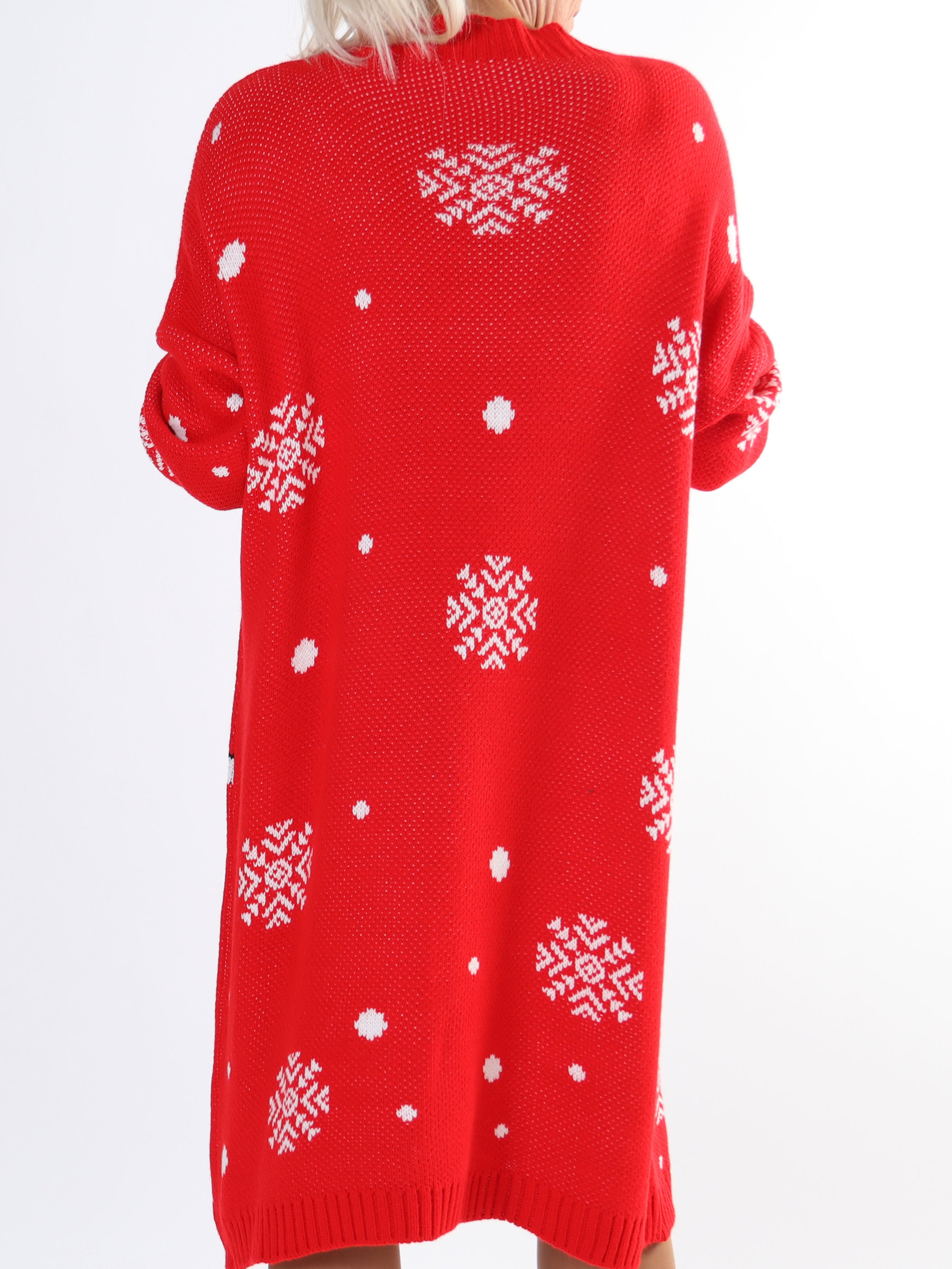 Rudolf - Plus size julestrikkjole med rudolf motiv