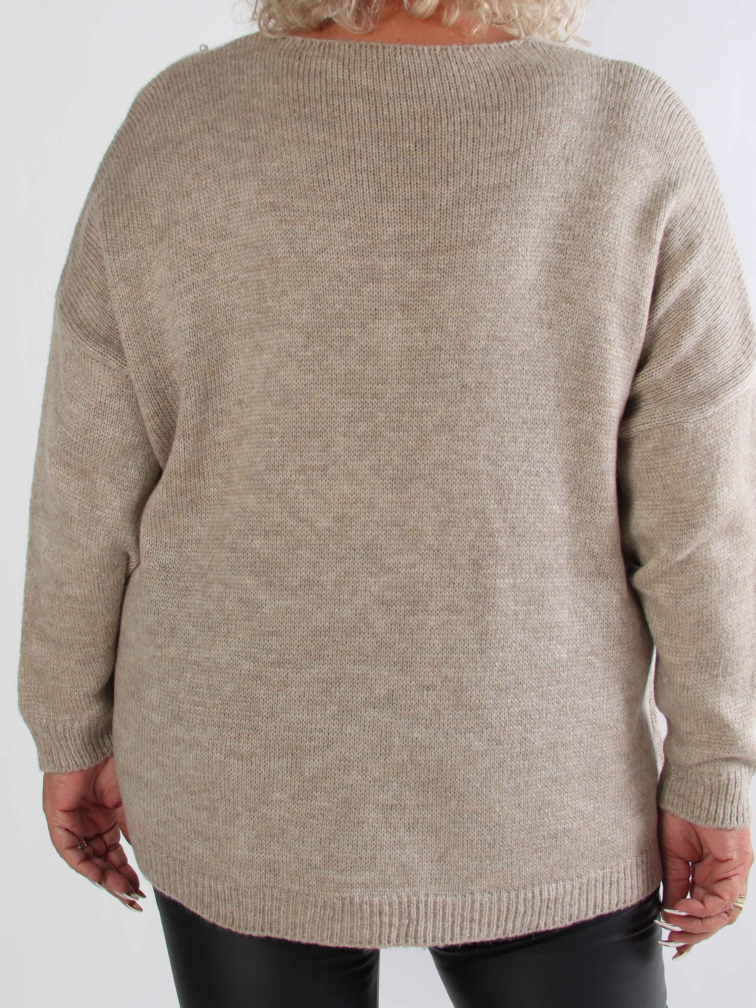 Rydika - Ensfarvet strik pyntet med fine perler