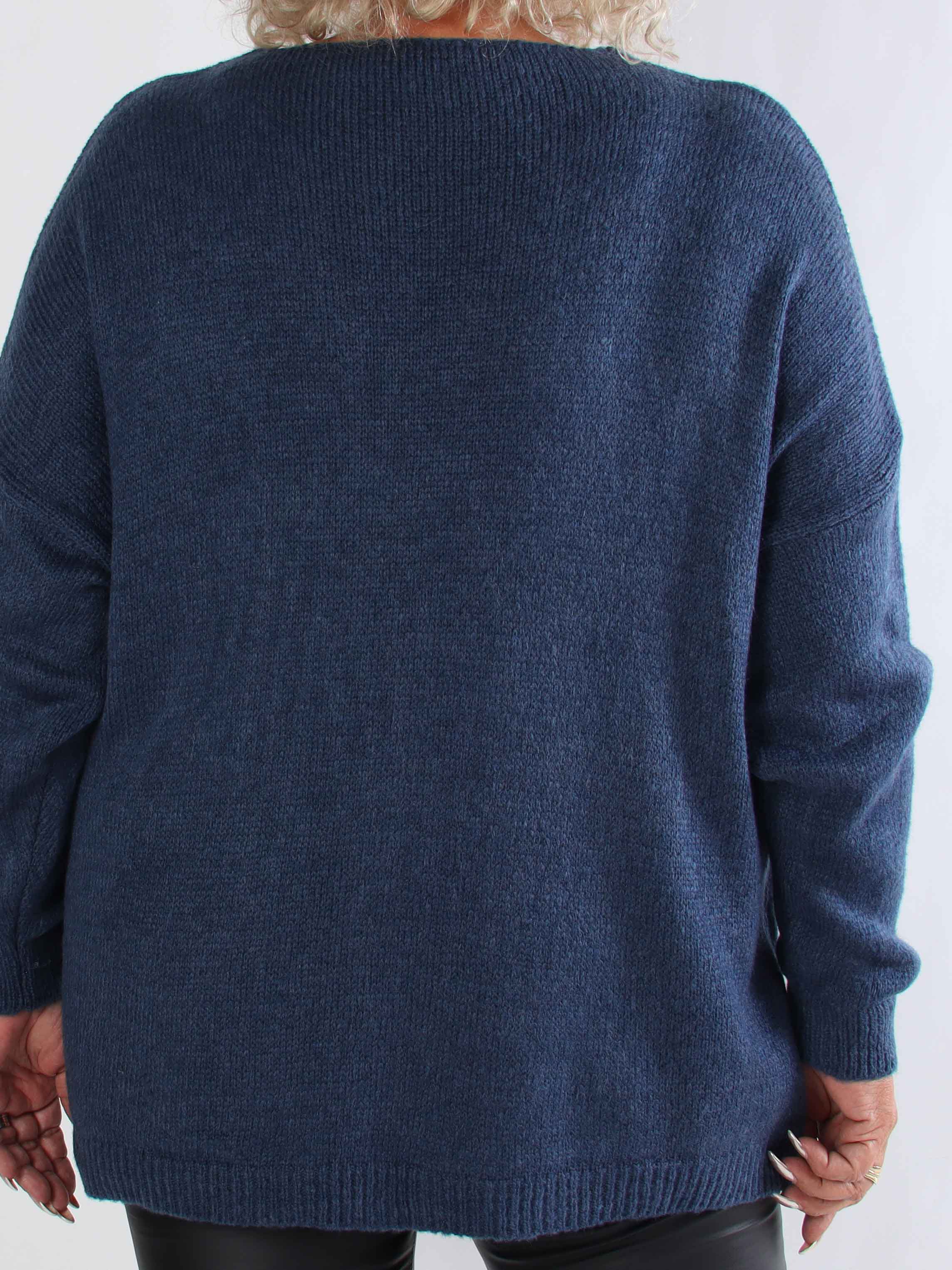 Rydika - Ensfarvet strik pyntet med fine perler