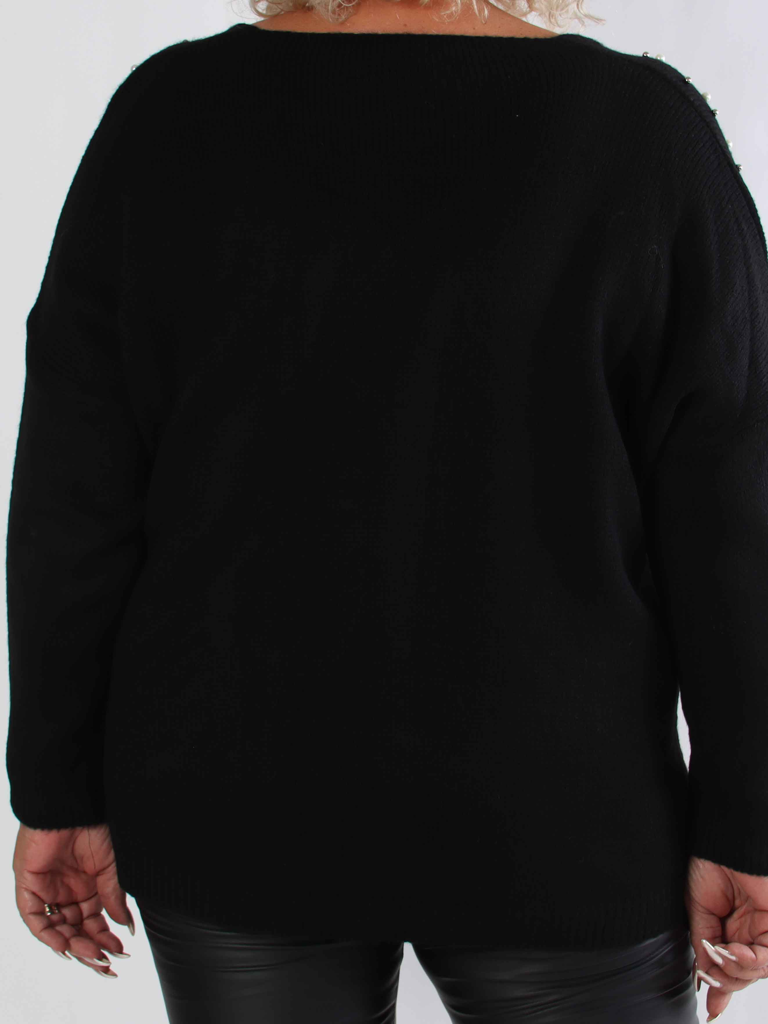 Rydika - Ensfarvet strik pyntet med fine perler