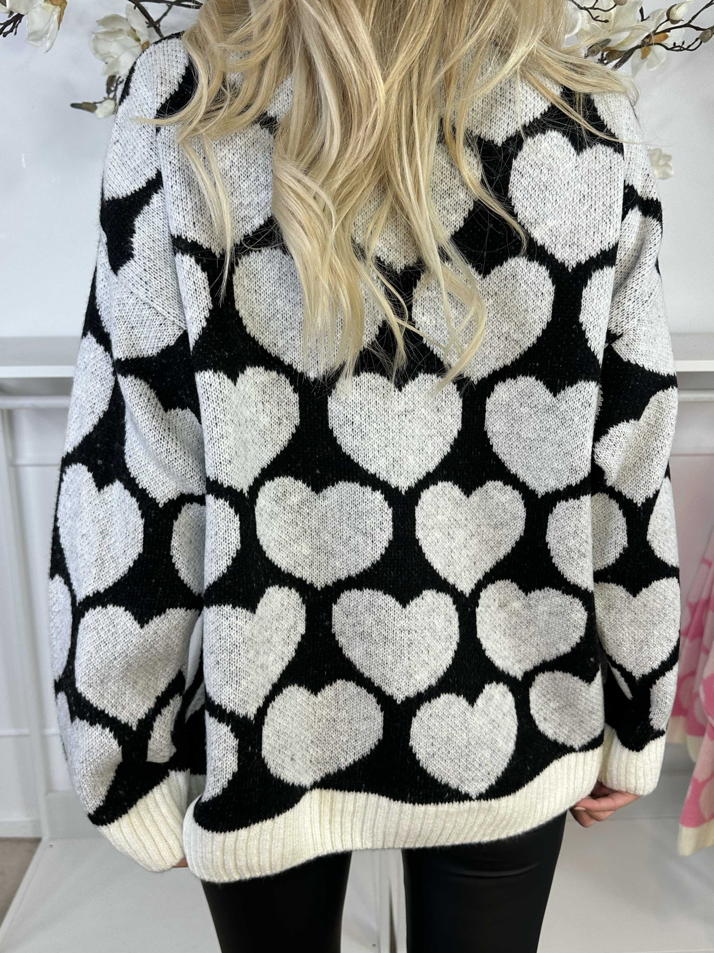 Saidy - Tyk strikbluse med hjerter