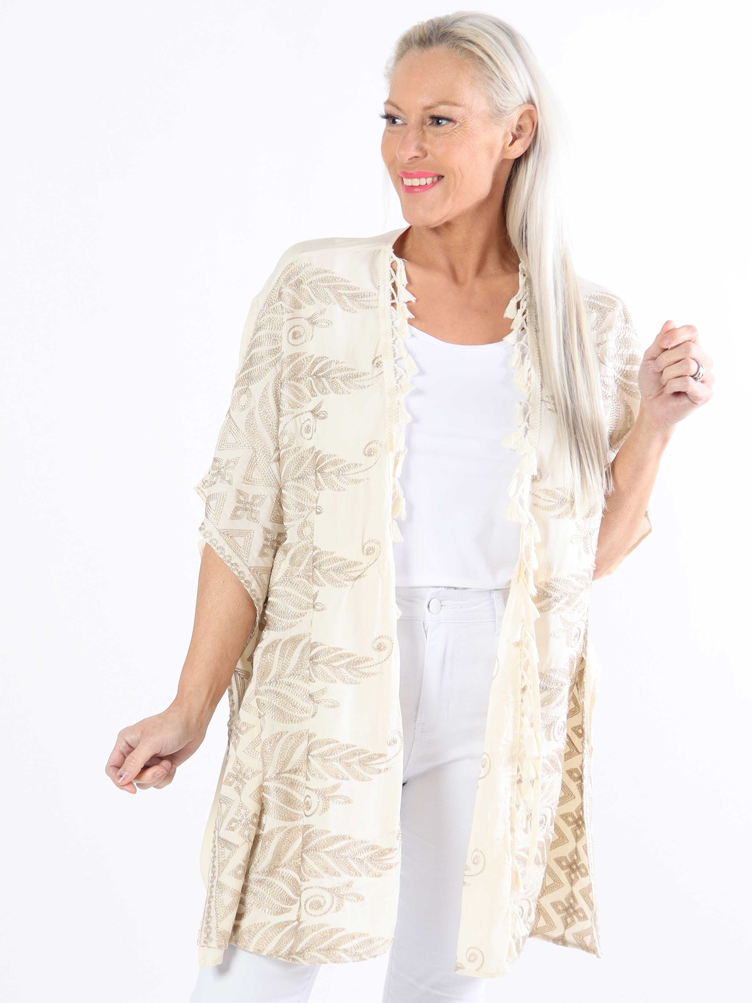 Samira - Smuk plus size kimono med brodering