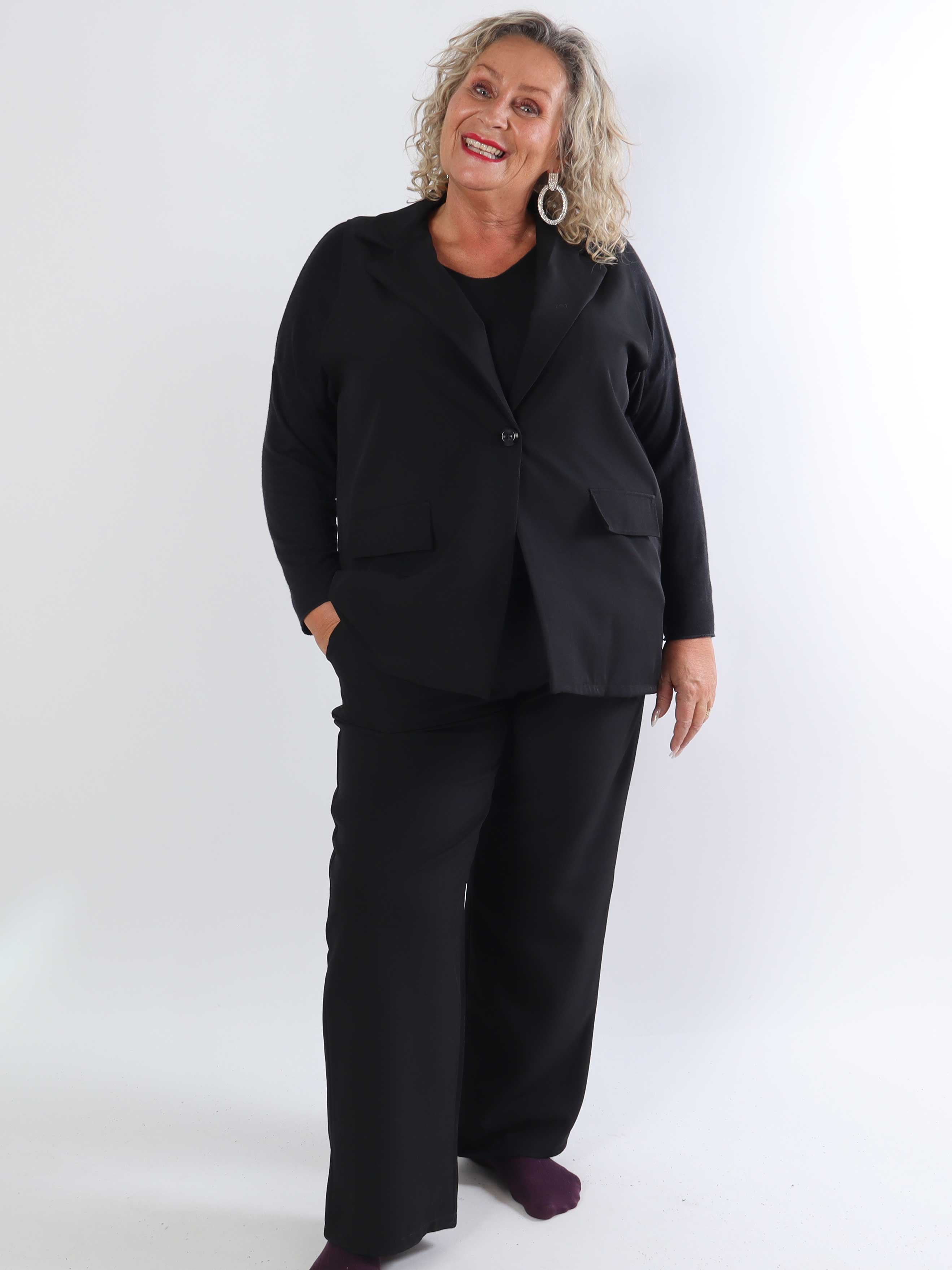 Shadia Pants - Ensfarvet habitbukser med elastikkant bagpå