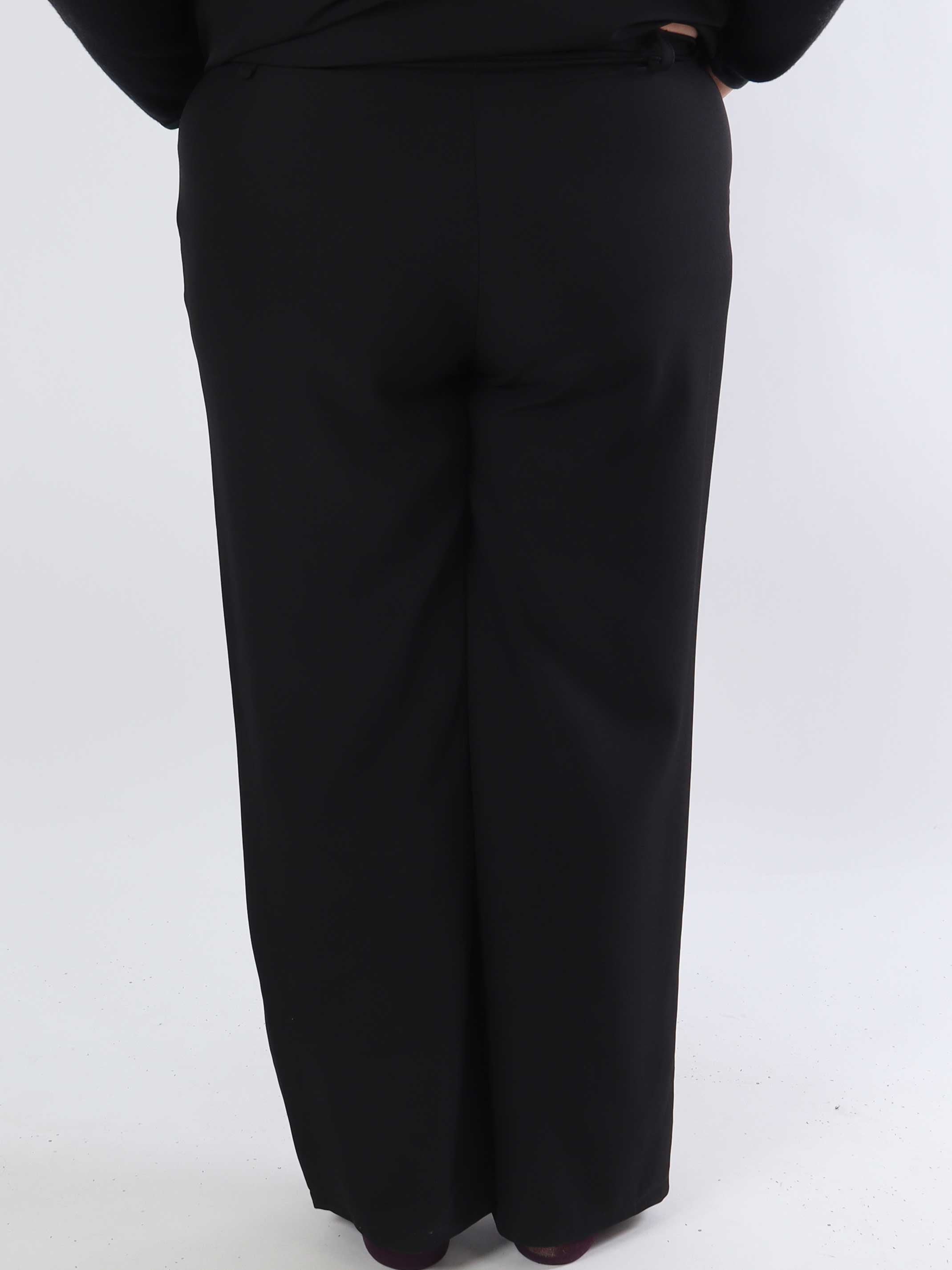 Shadia Pants - Ensfarvet habitbukser med elastikkant bagpå