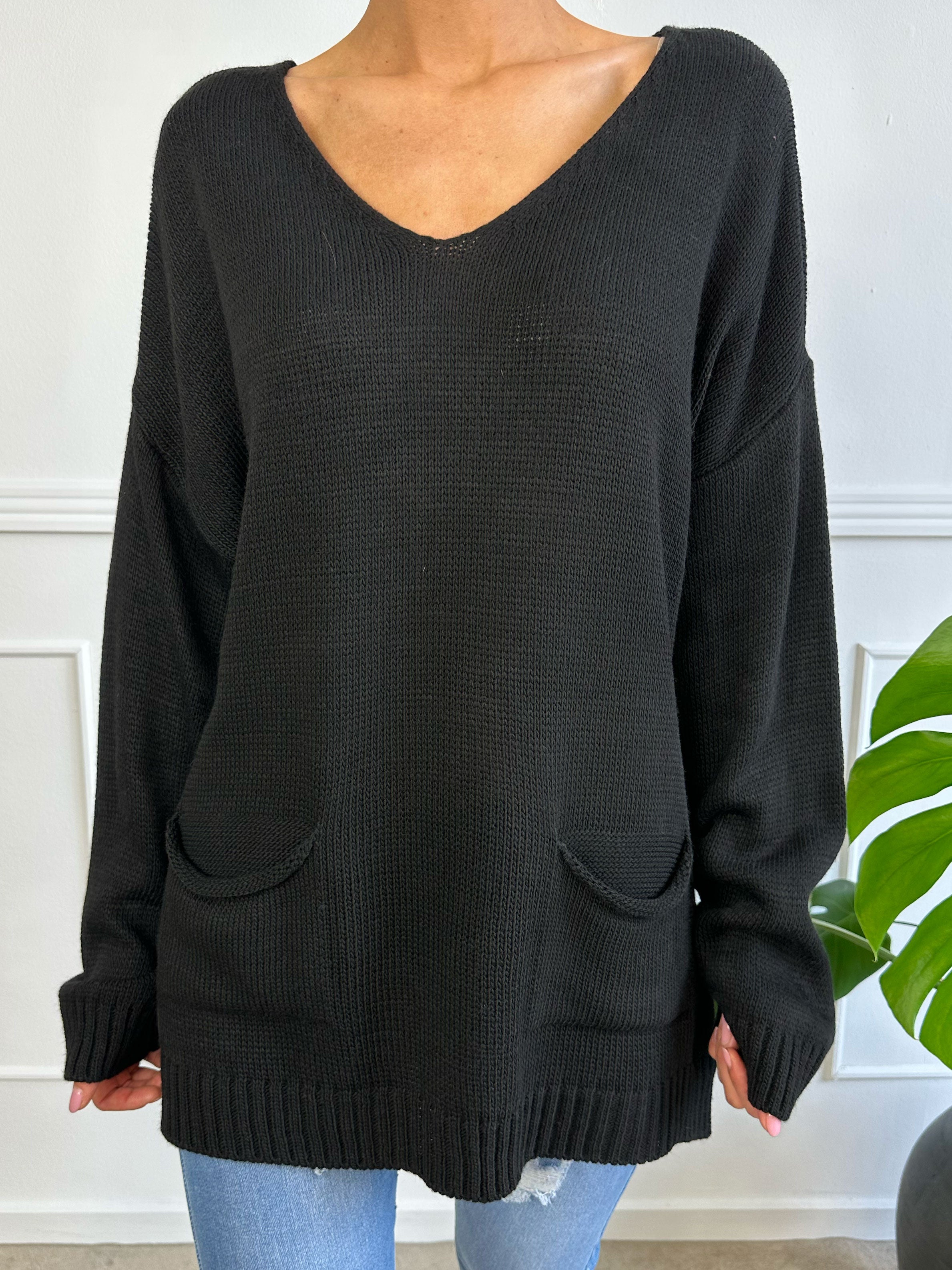 Shaima - Simpel oversized strik med lommer