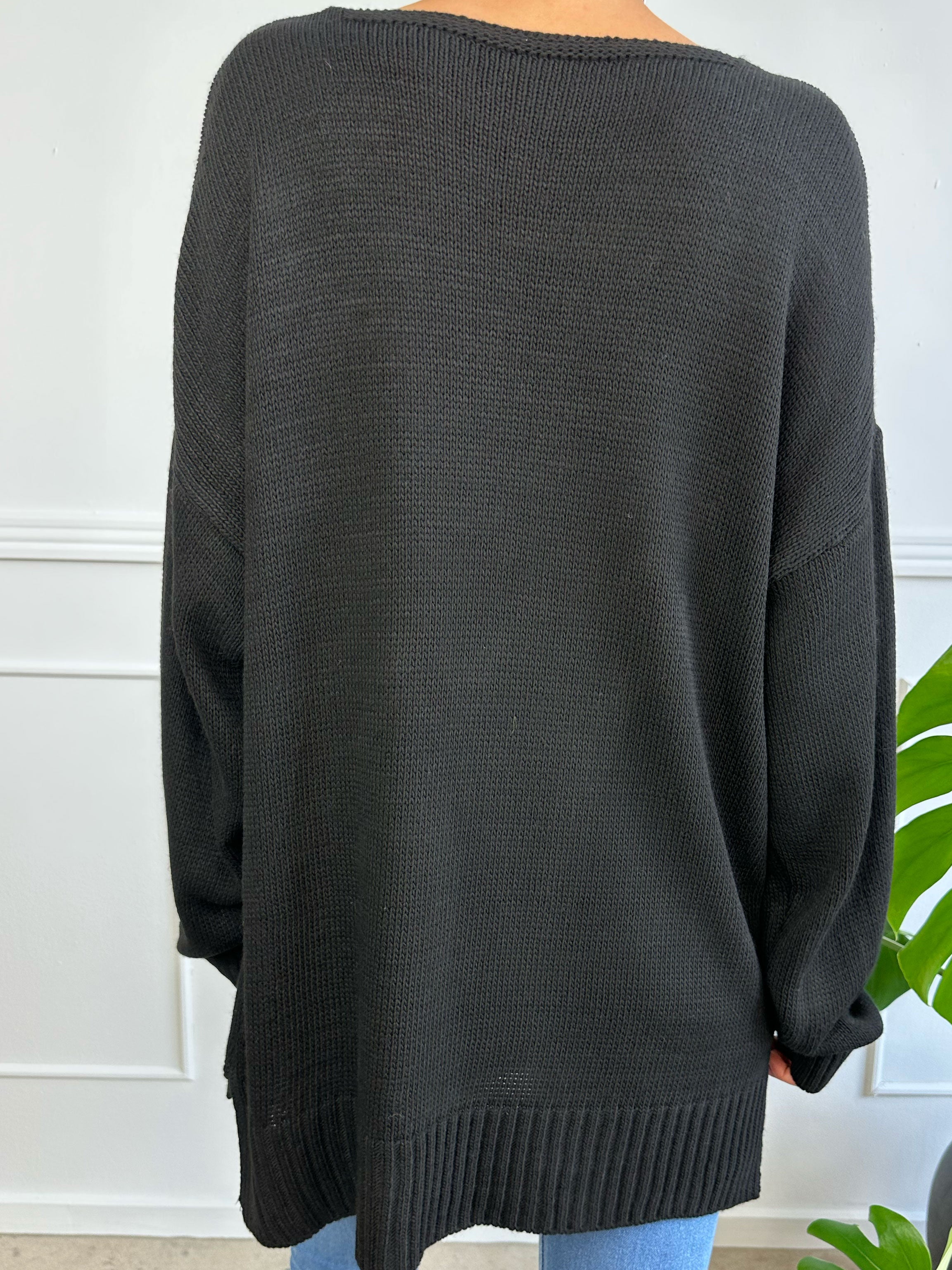 Shaima - Simpel oversized strik med lommer