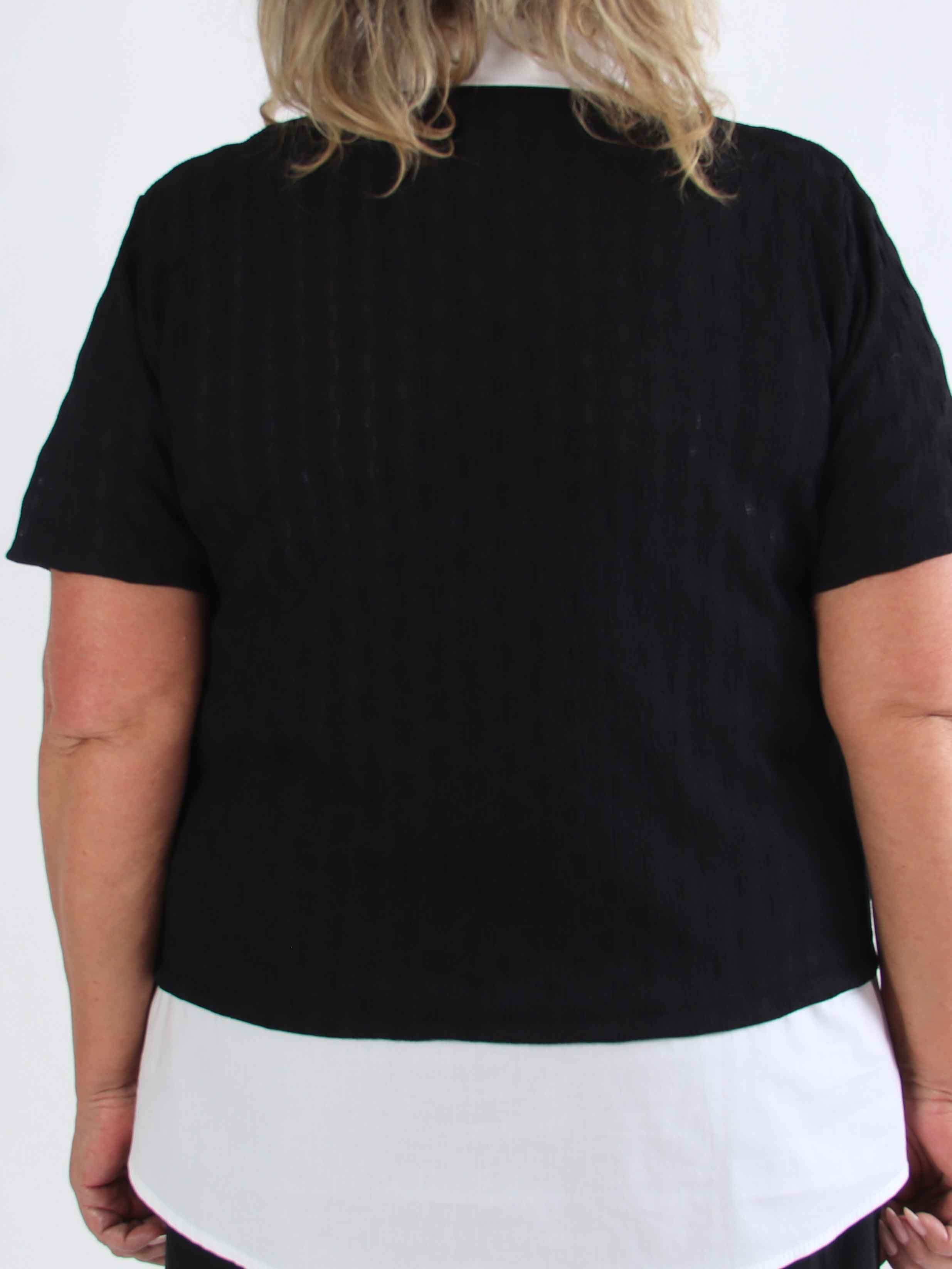 Shandel - Sød stretchy plus size bluse med skjortedetaljer