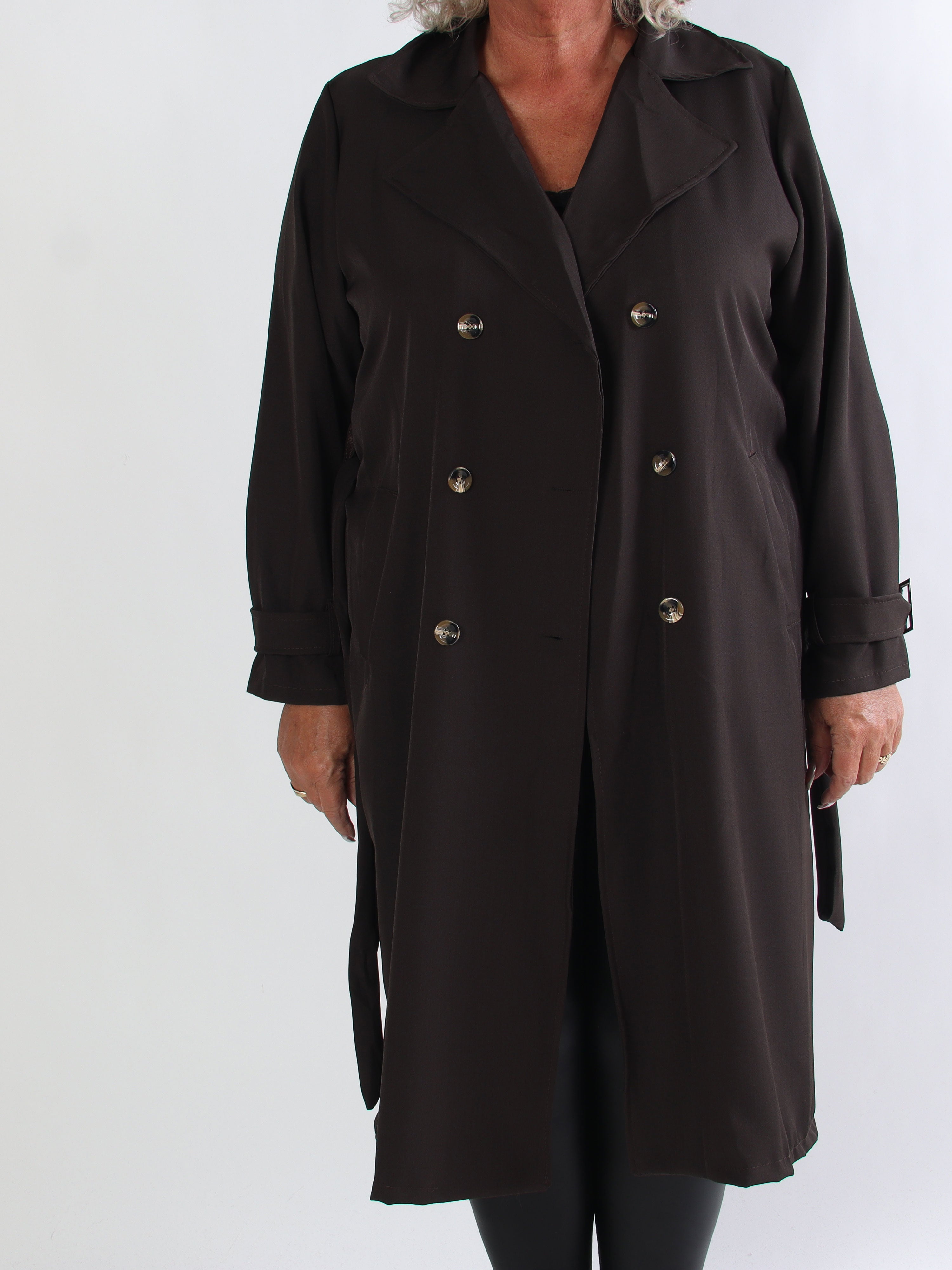 Sharpay - Let plus size trenchcoat med bindebånd