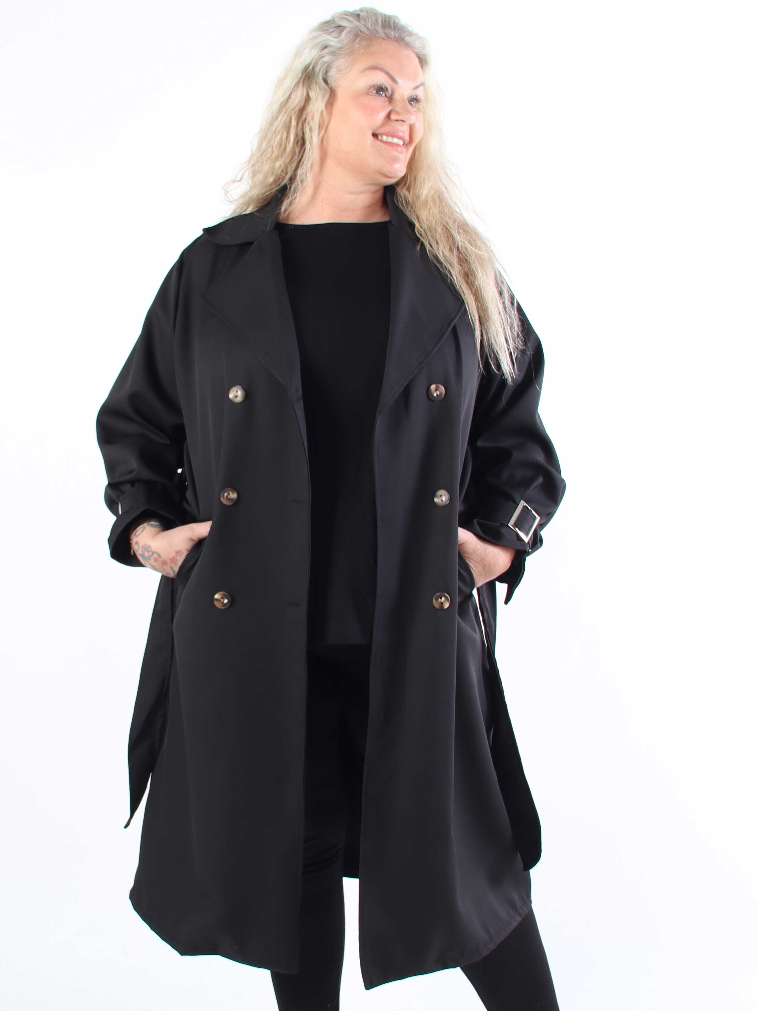 Sharpay - Let plus size trenchcoat med bindebånd