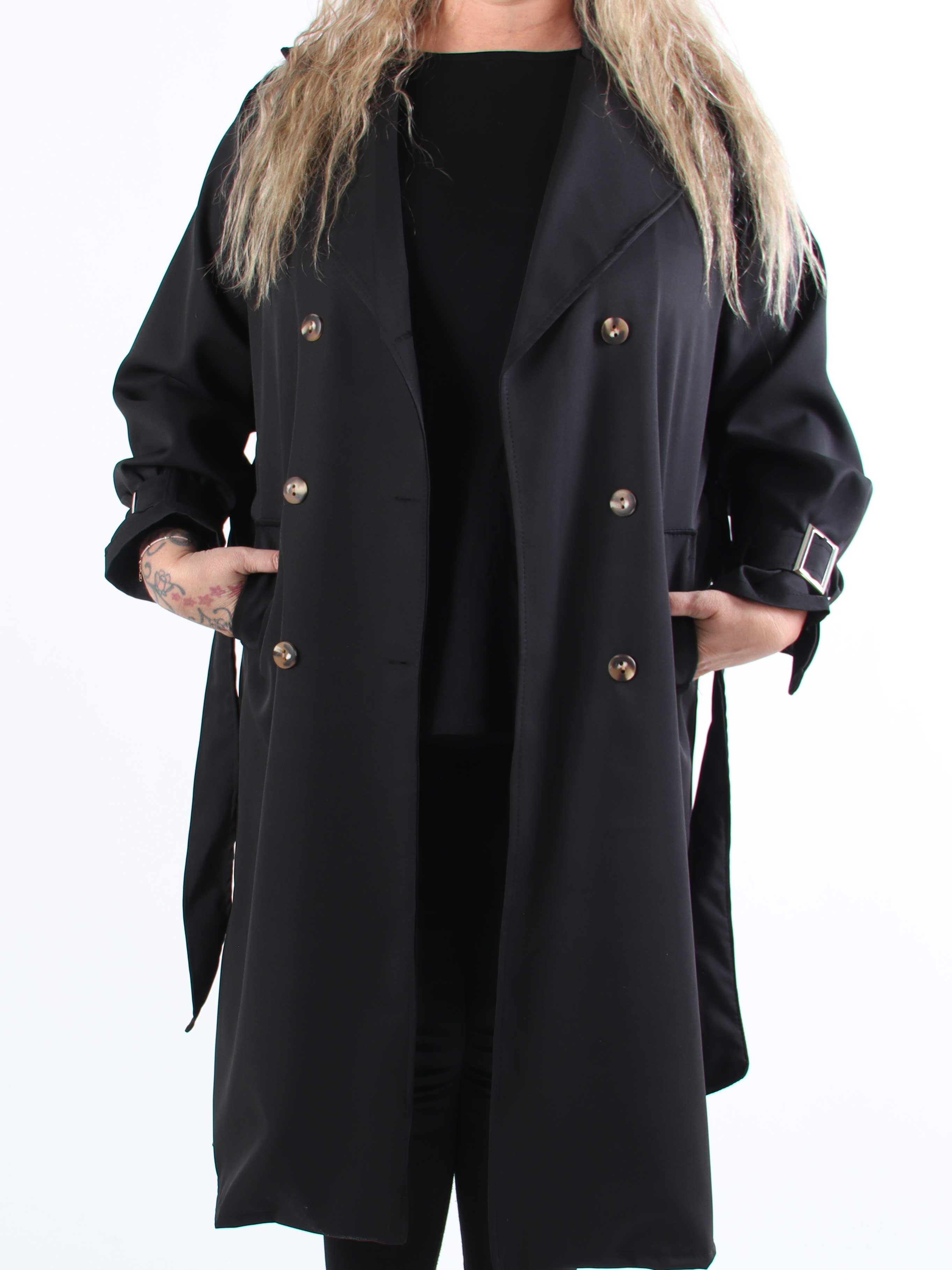 Sharpay - Let plus size trenchcoat med bindebånd