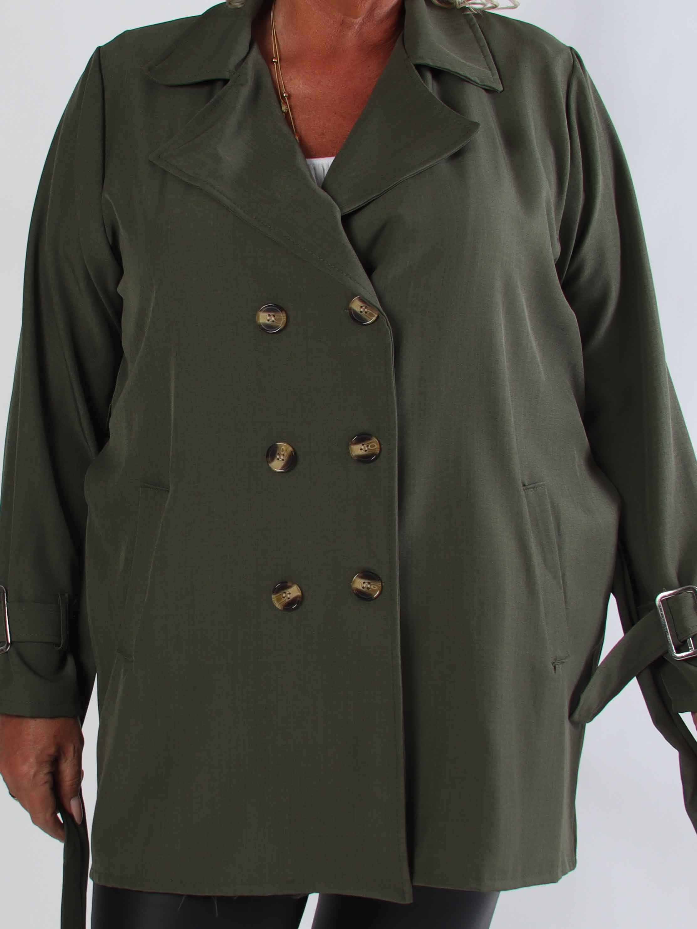 Sharpay Short 2.0 - Kort let plus size trenchcoat med bindebånd