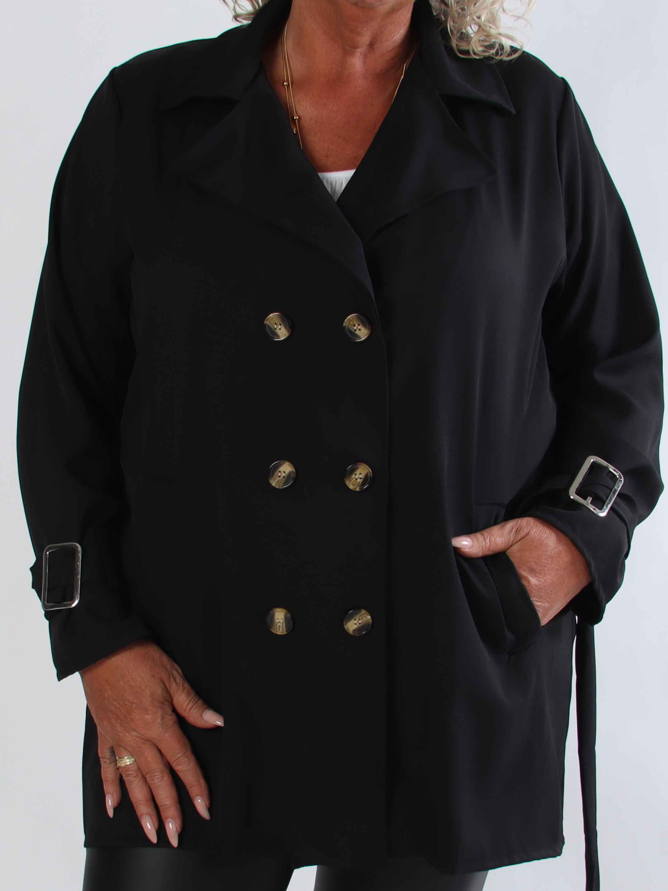 Sharpay Short 2.0 - Kort let plus size trenchcoat med bindebånd
