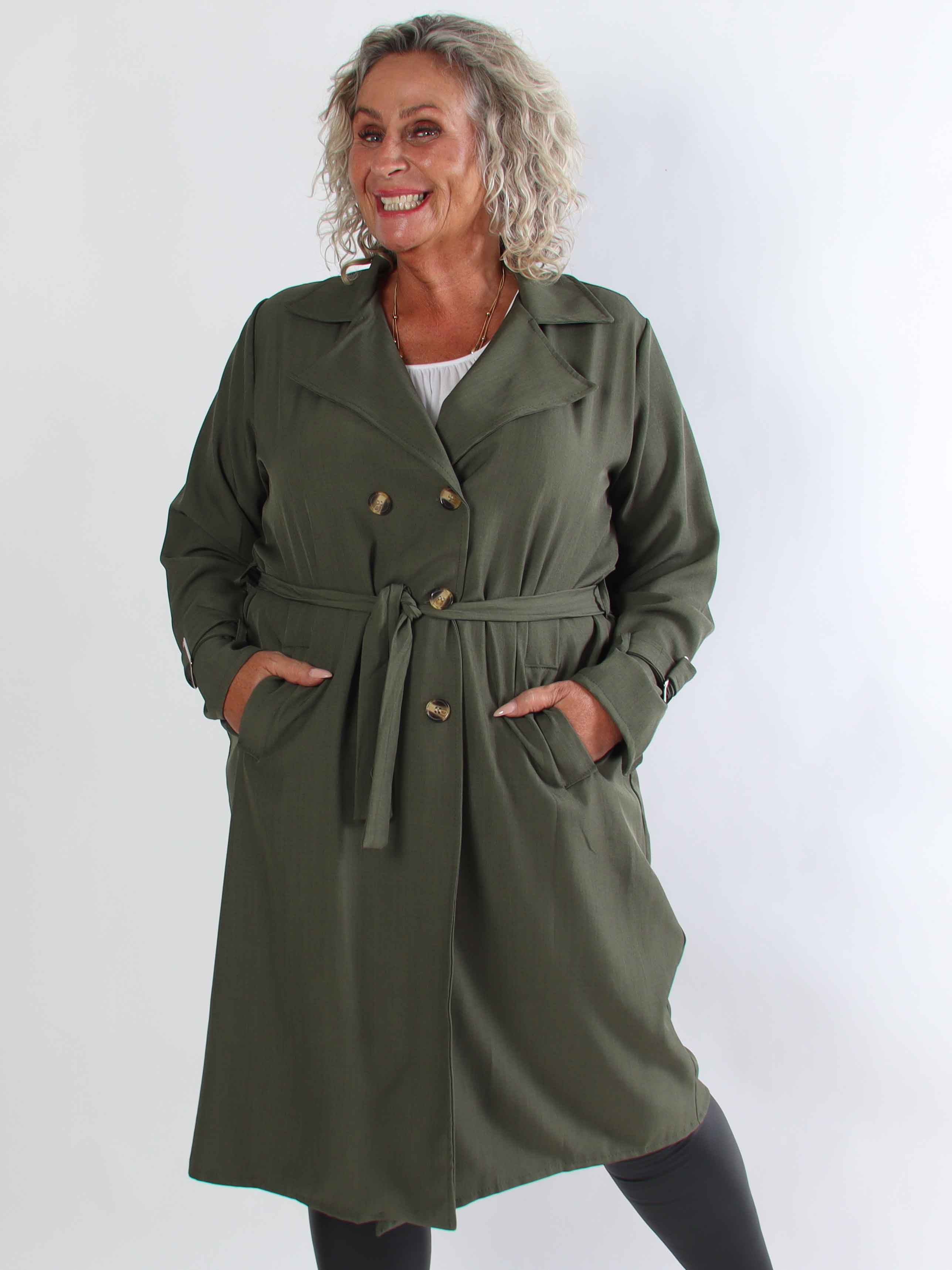 Sharpay 2.0 - Let plus size trenchcoat med bindebånd