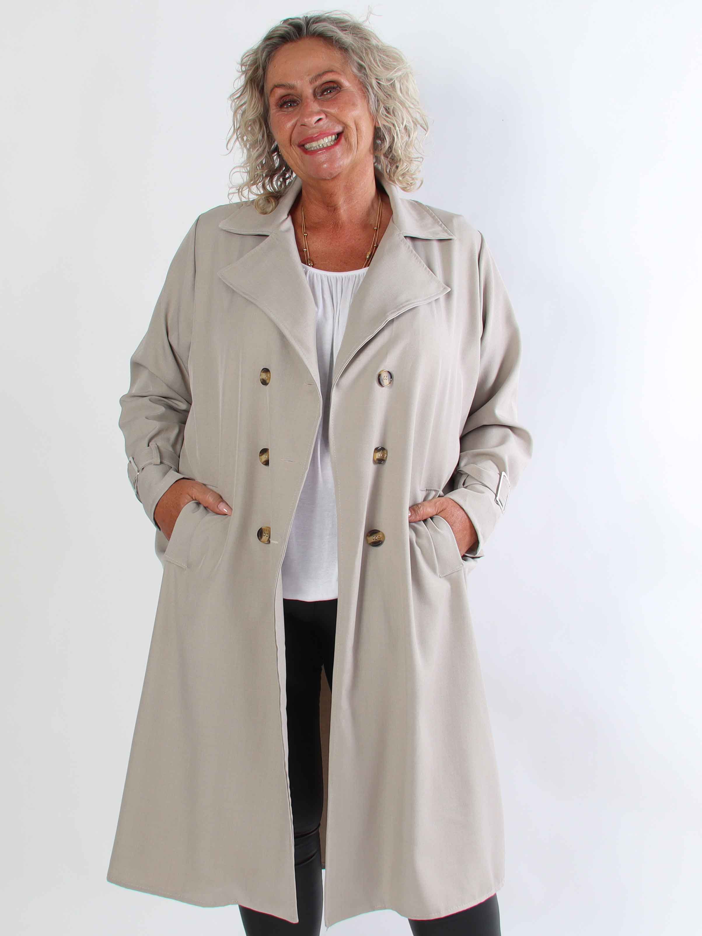 Sharpay 2.0 - Let plus size trenchcoat med bindebånd