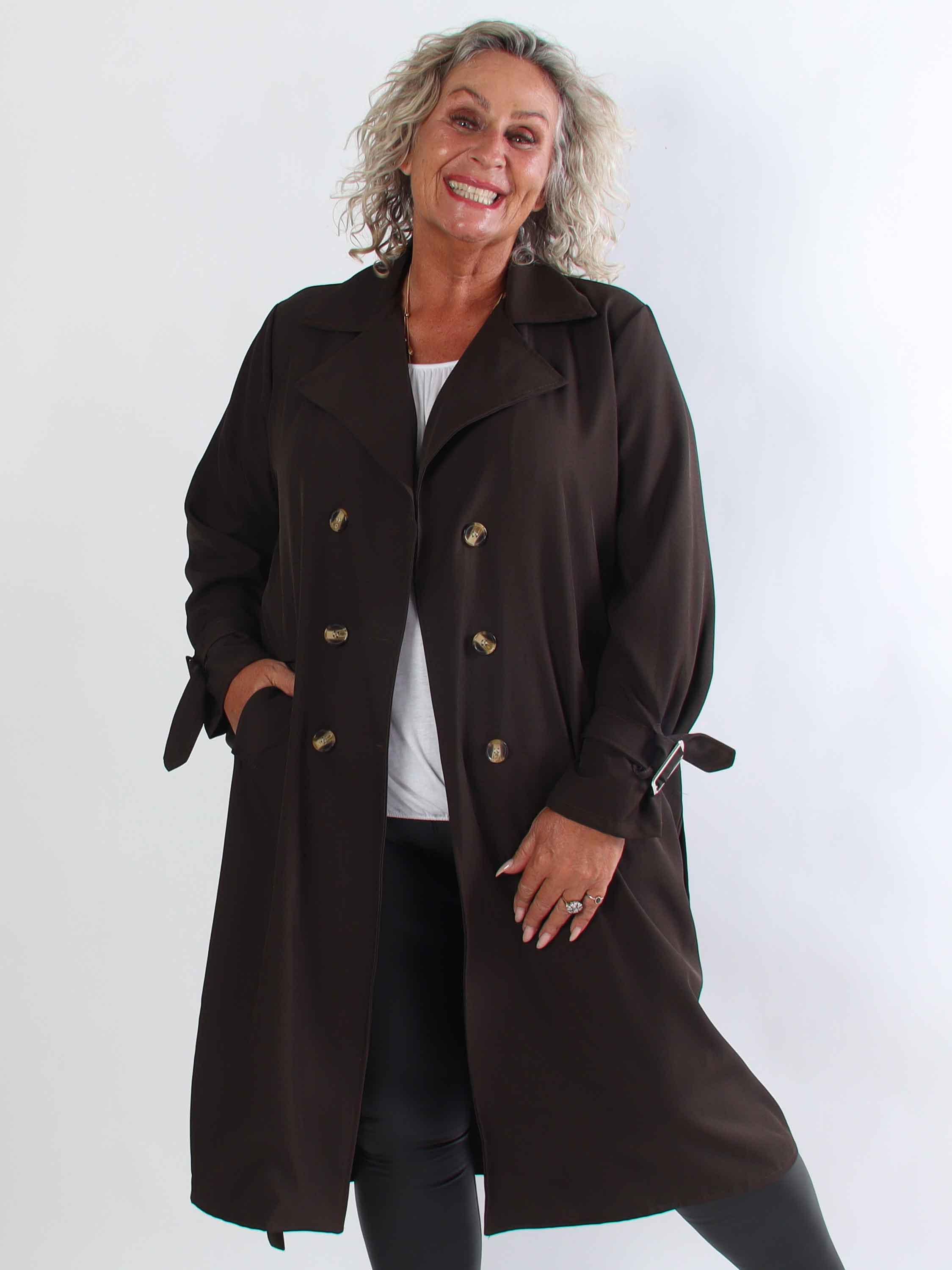 Sharpay 2.0 - Let plus size trenchcoat med bindebånd