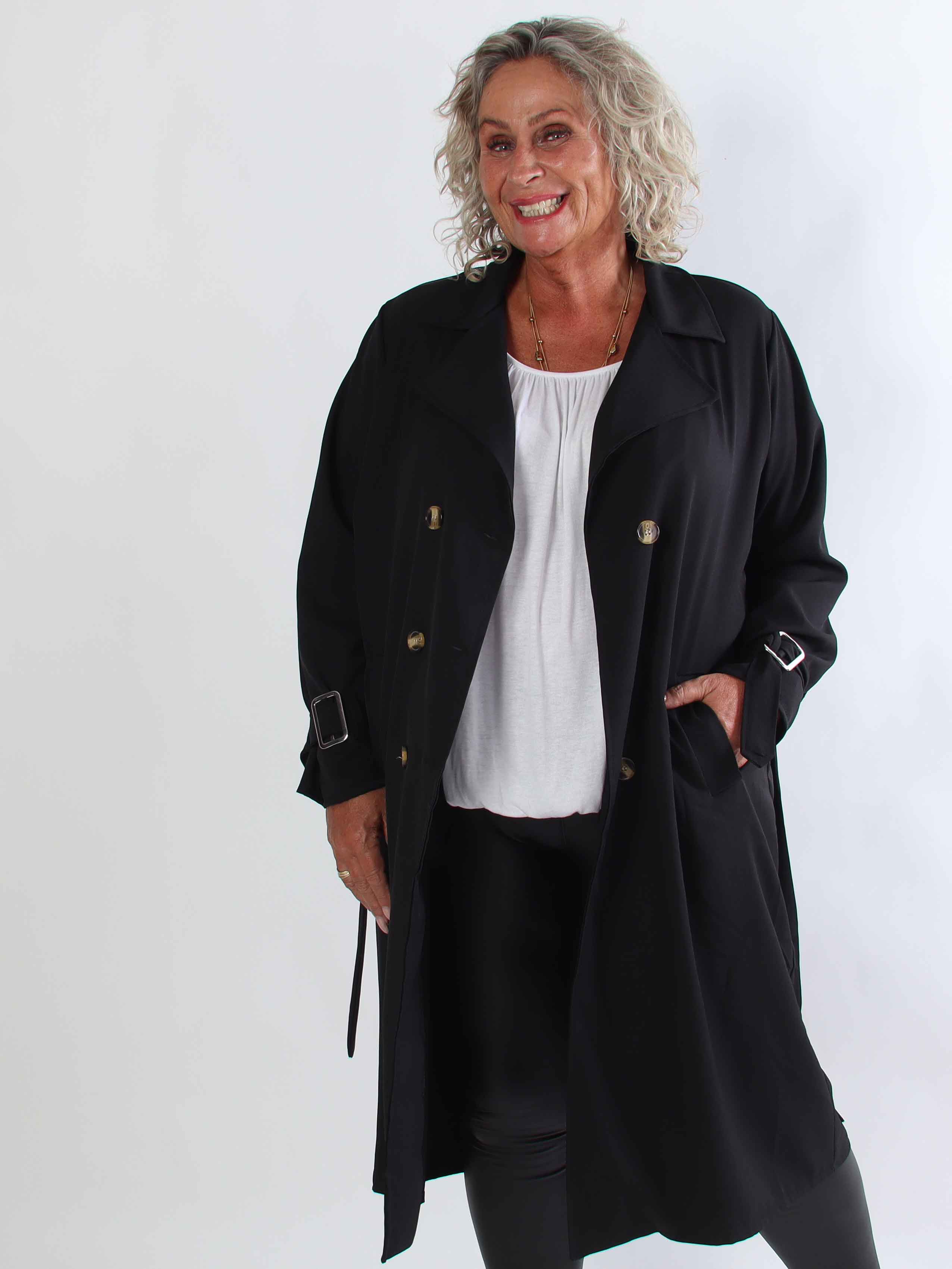 Sharpay 2.0 - Let plus size trenchcoat med bindebånd