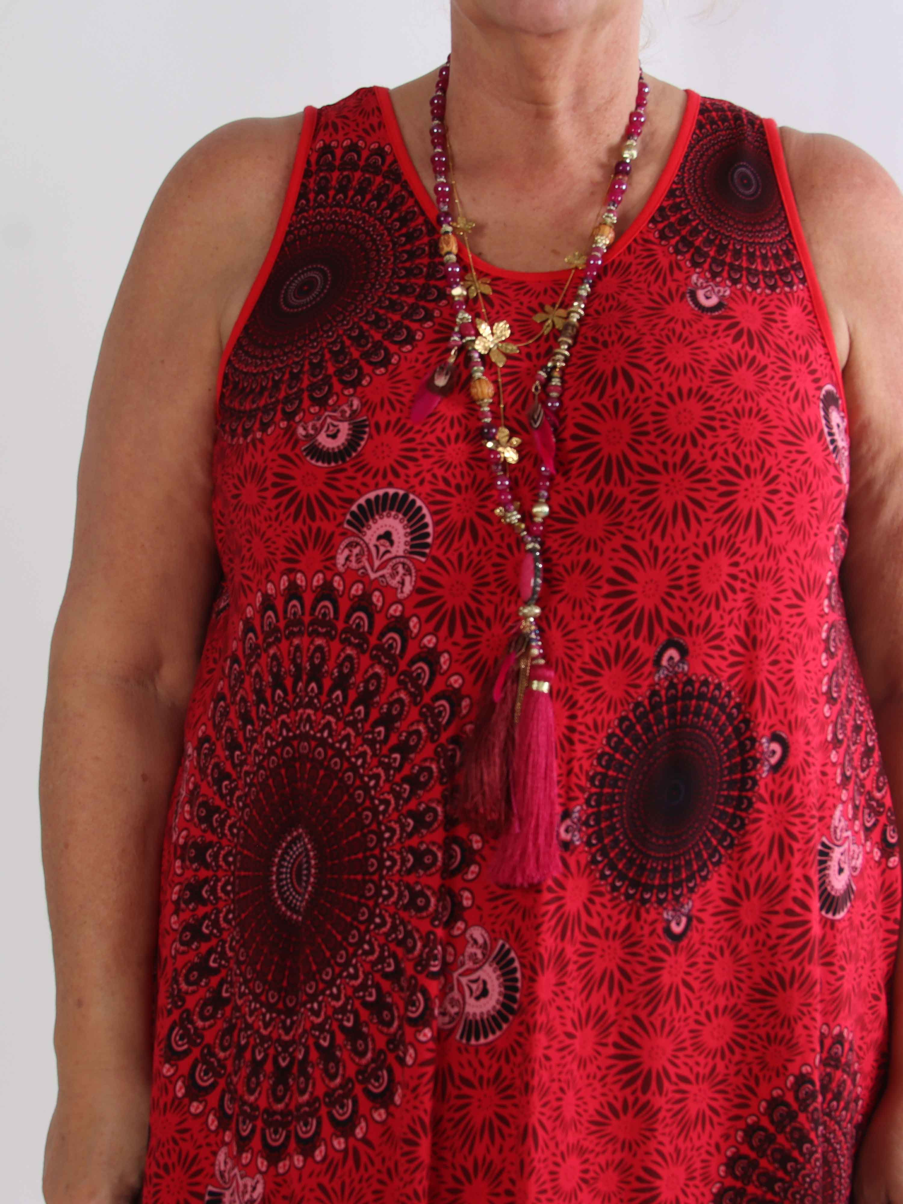 Sienna - Mønstret plus size kjole i blød viskose med flatterende A-facon