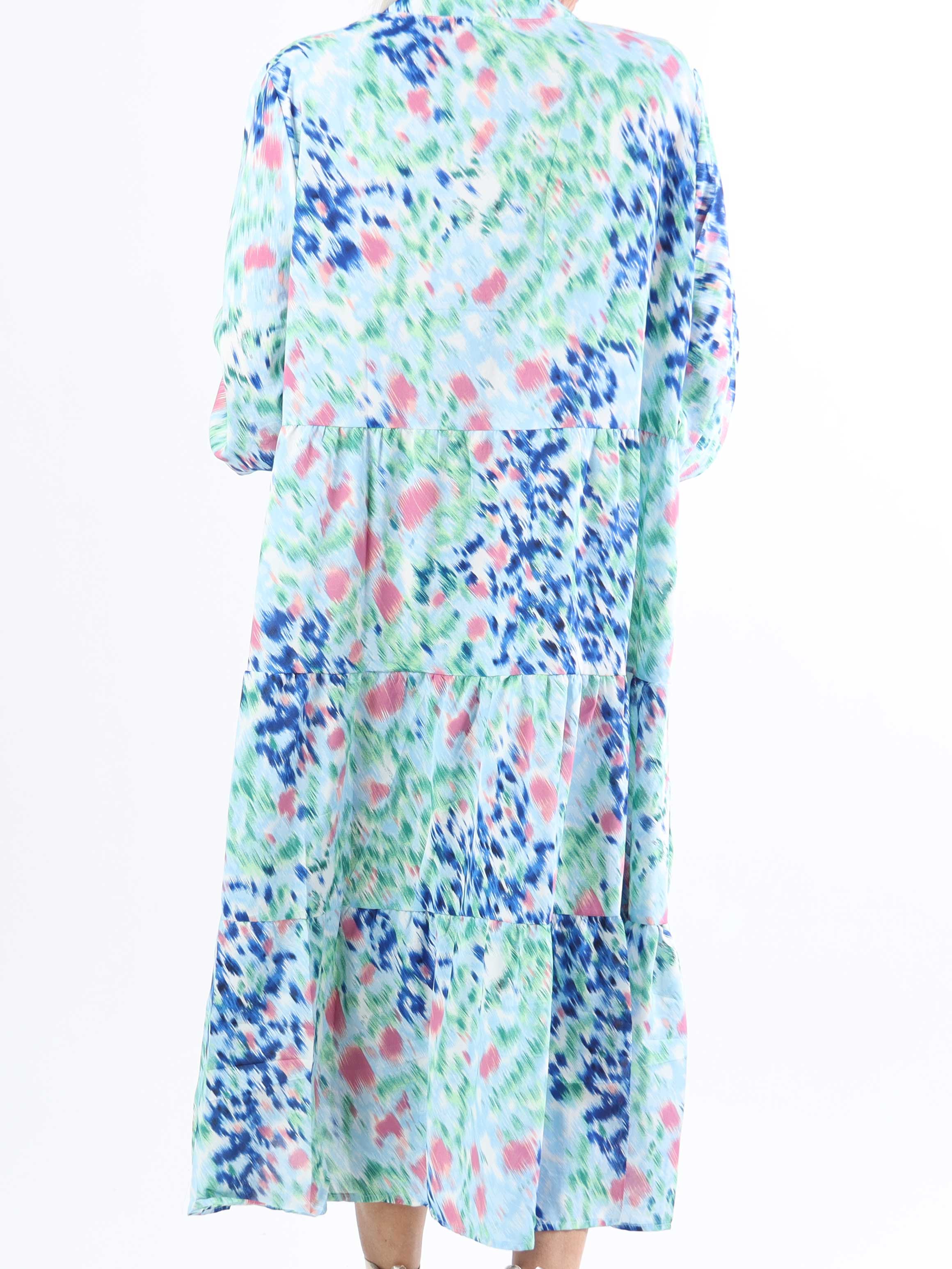 Simone - Sød plussize kjole i flerefarvet print