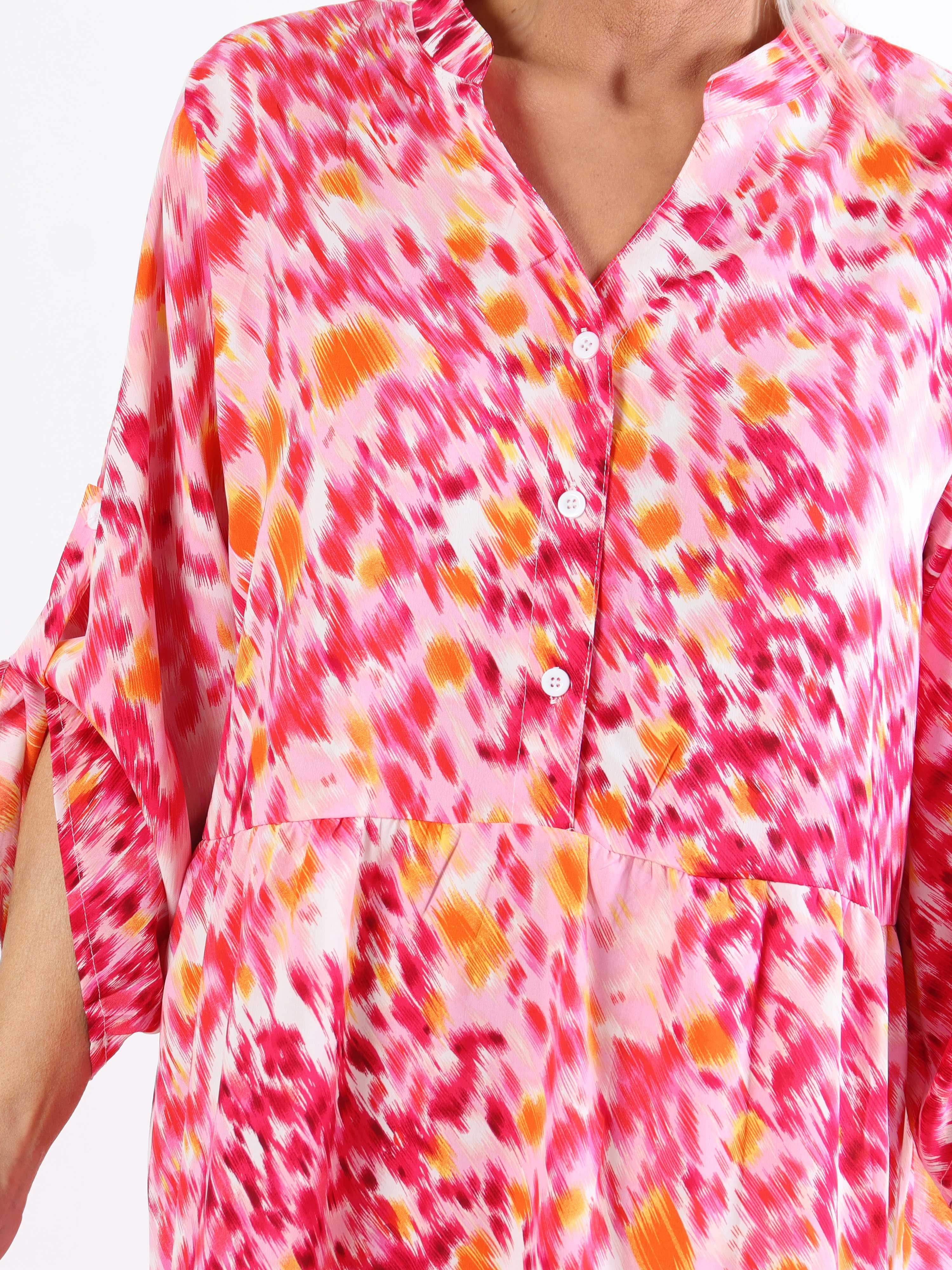 Simone - Sød plussize kjole i flerefarvet print