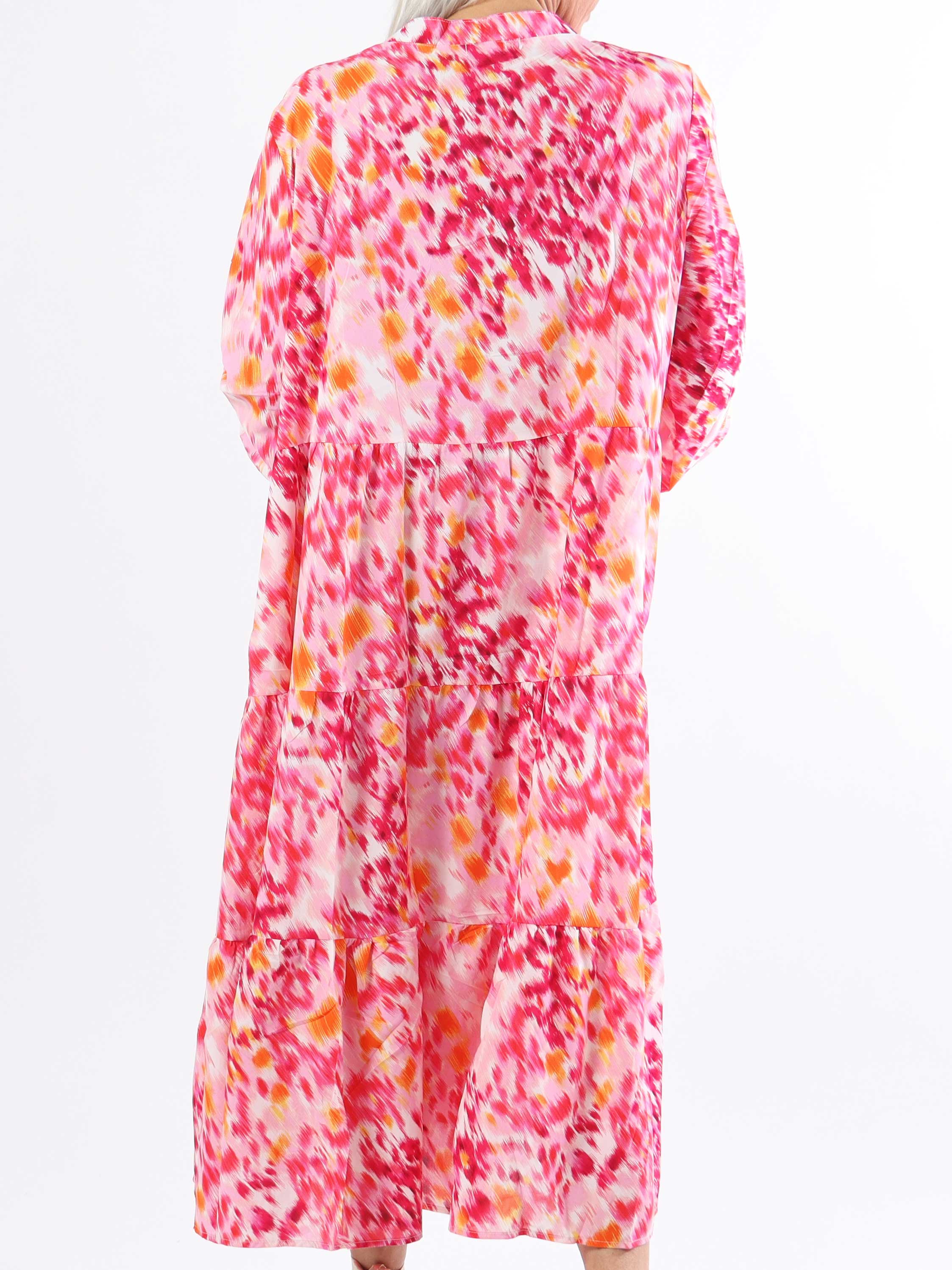 Simone - Sød plussize kjole i flerefarvet print