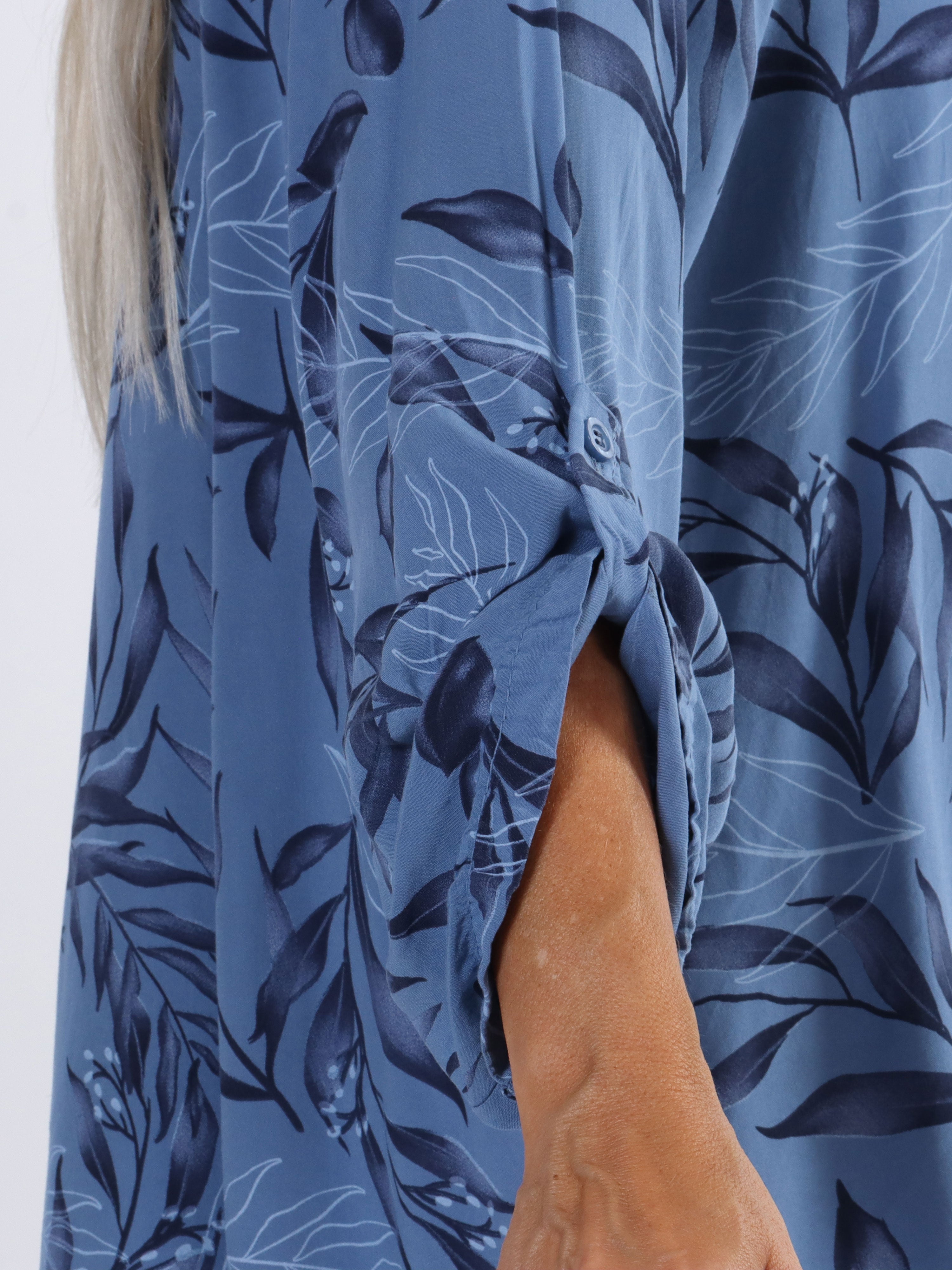 Sne - Fin plus size skjorte i bomuld med blad motiver