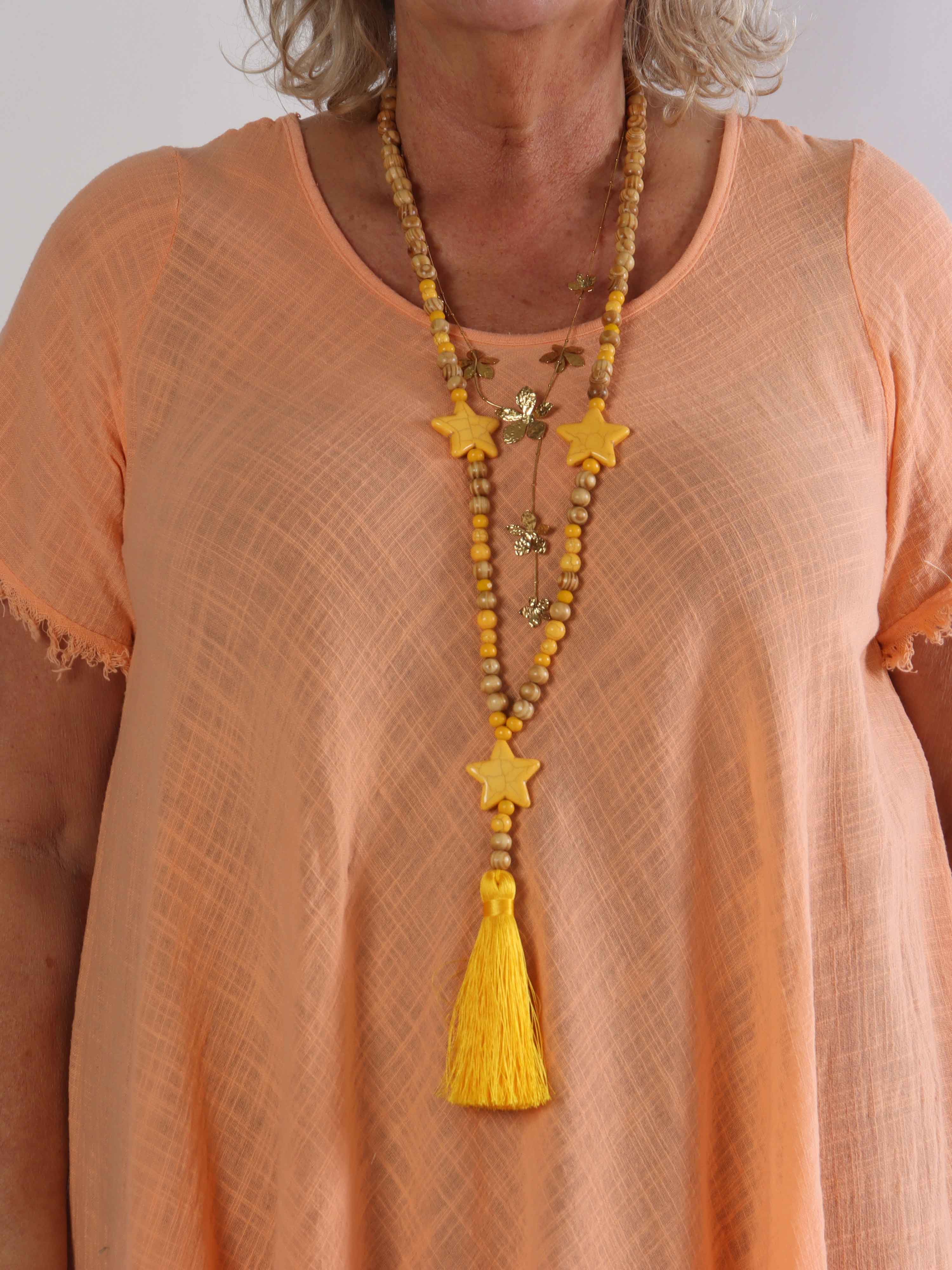 Slone - Plus size bomuldskjole i hørlignende stof med frynsekant forneden og ved ærmer