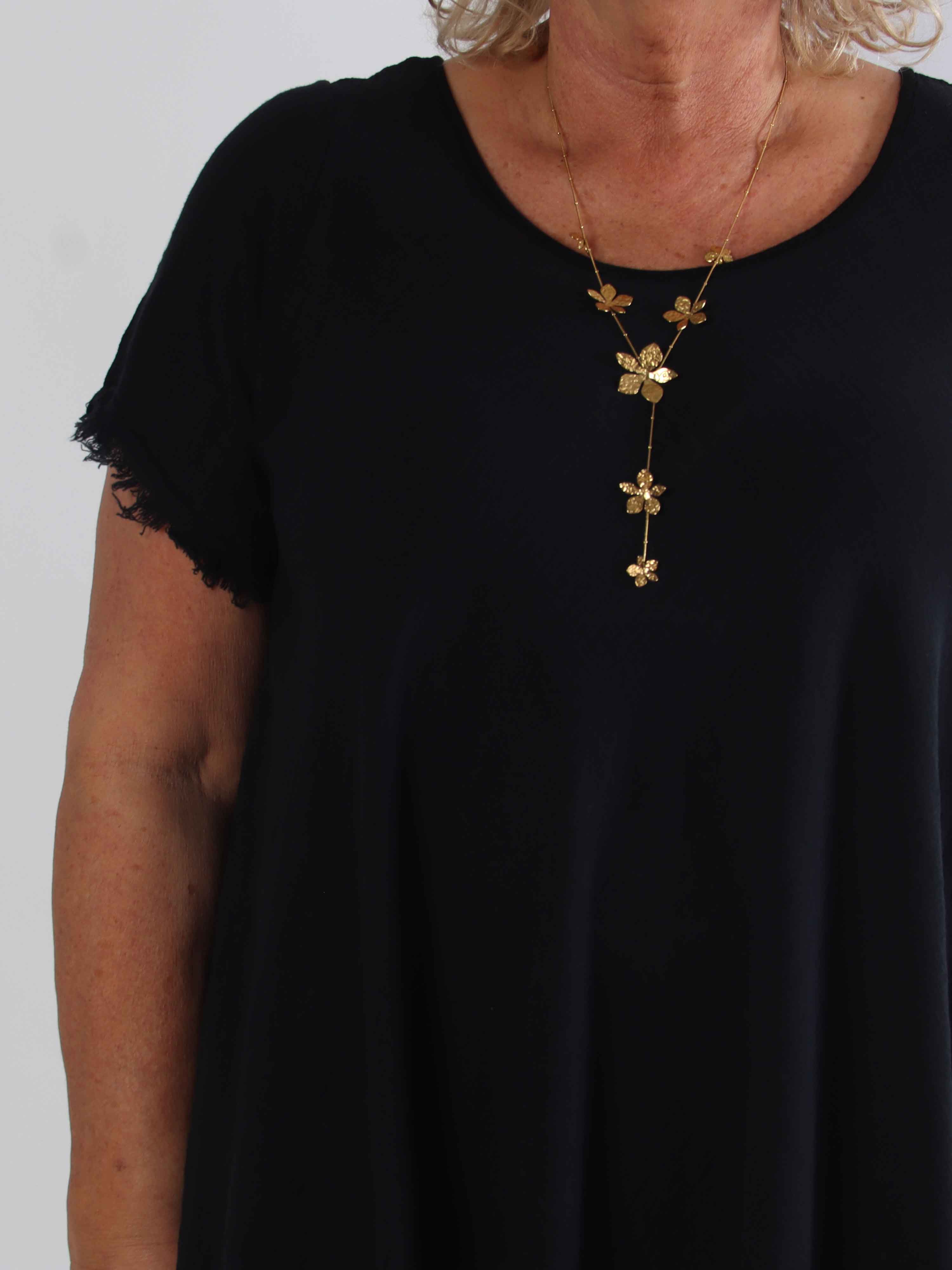 Slone - Plus size bomuldskjole i hørlignende stof med frynsekant forneden og ved ærmer