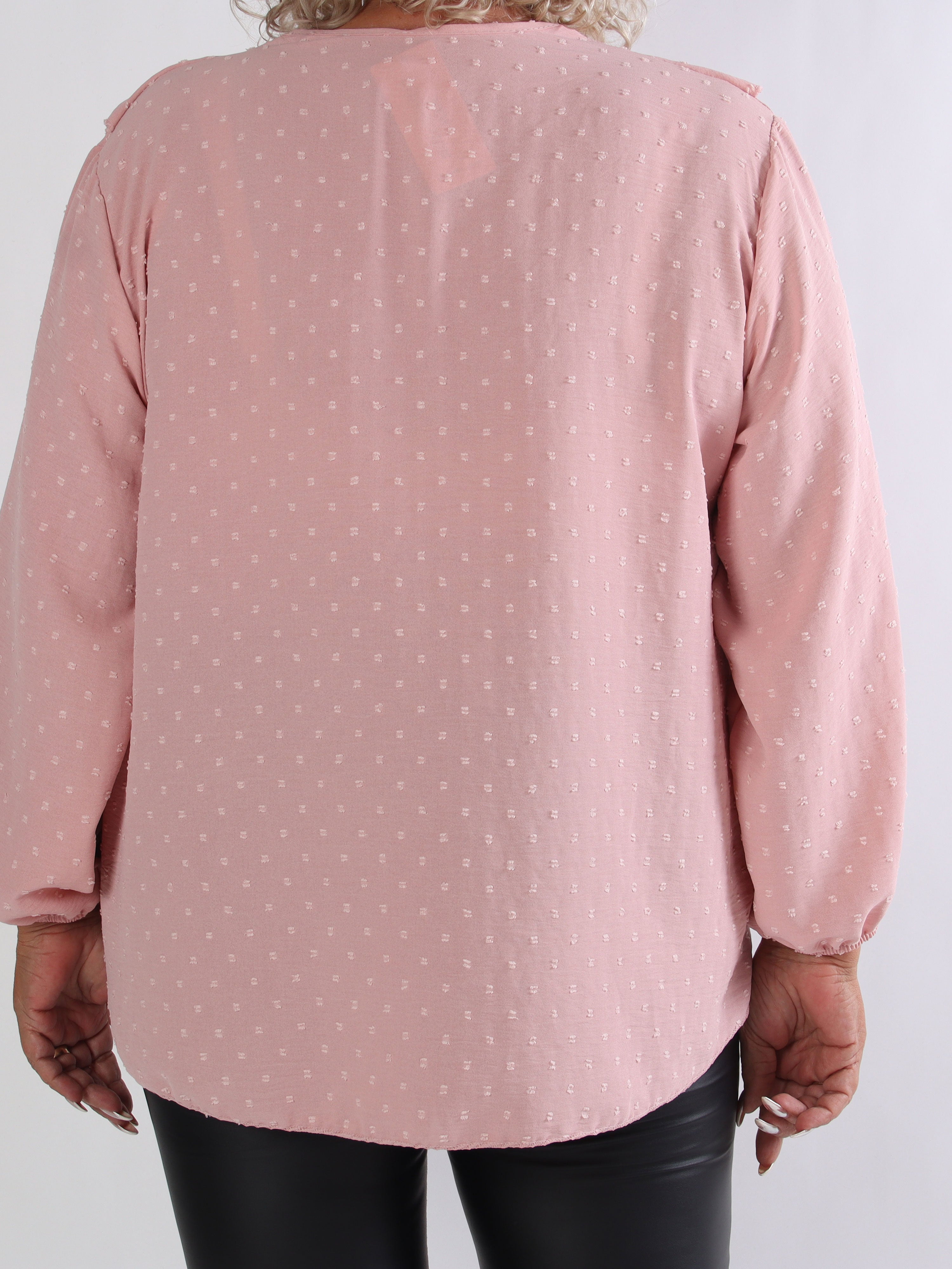 Sozan - Sød tunika med flæser og blondekant i udskæringen