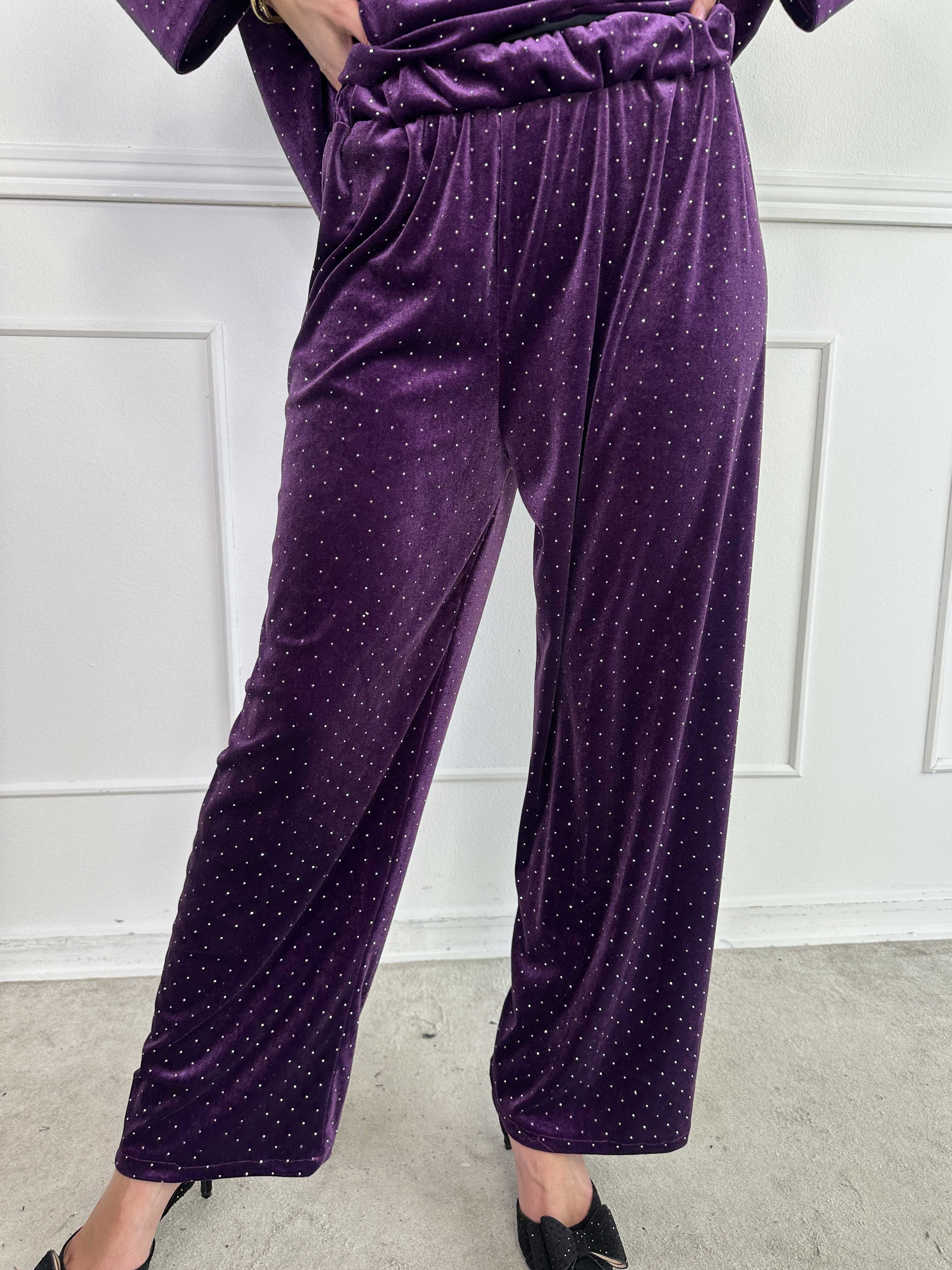 Sparkling - Blødt velour sæt med skinnede sten