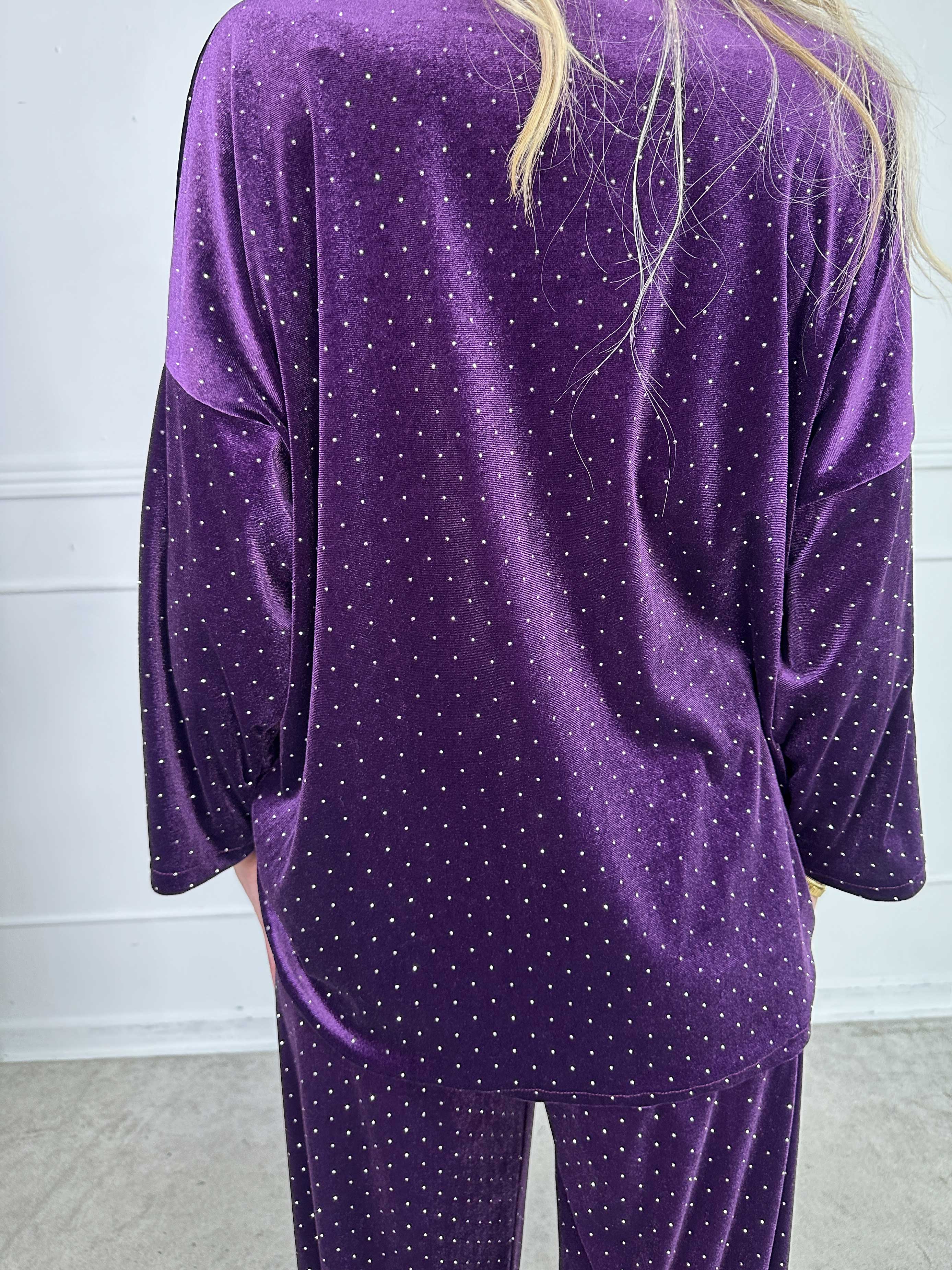 Sparkling - Blødt velour sæt med skinnede sten