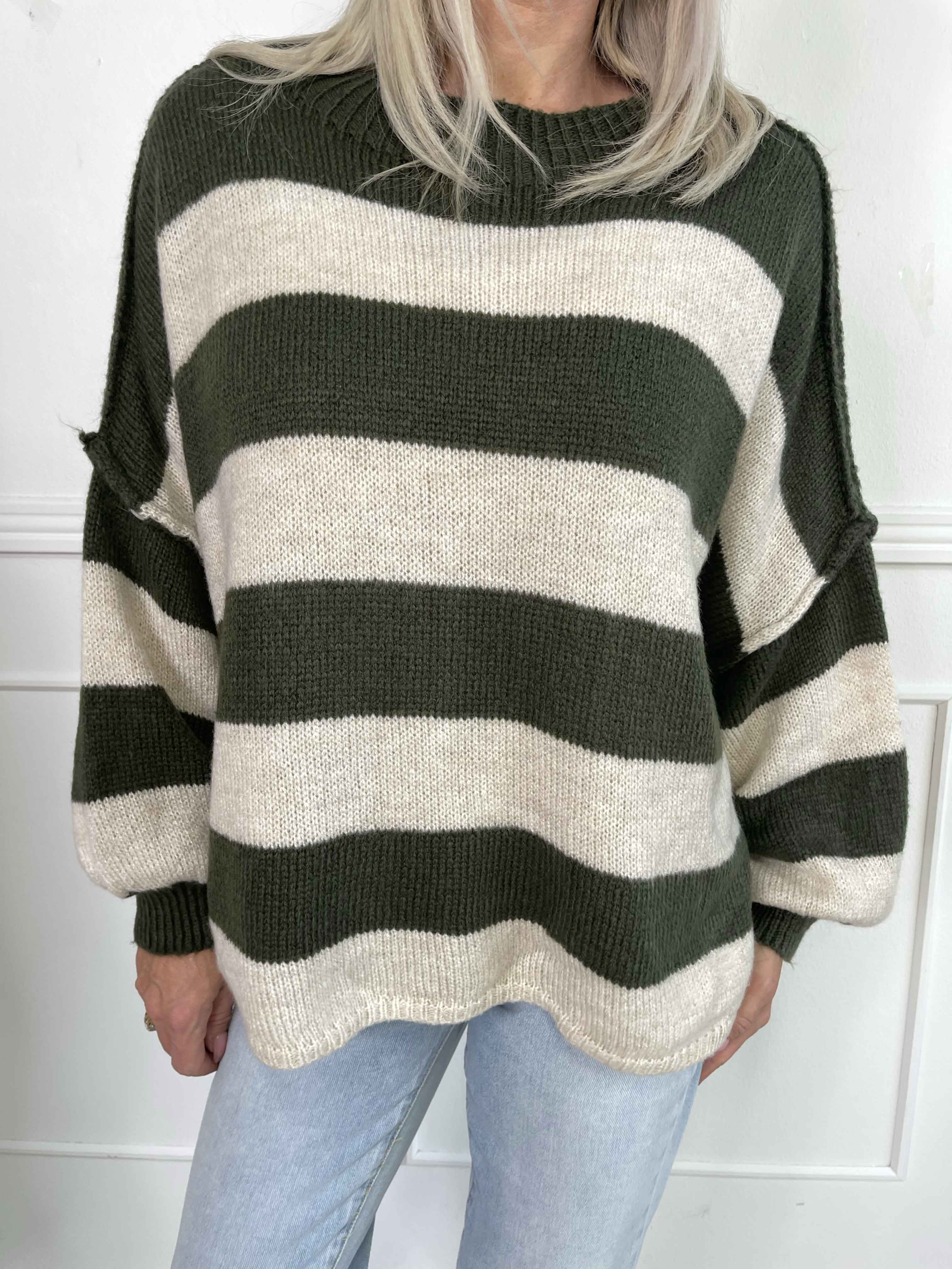 Stacia - Strikbluse med brede striber