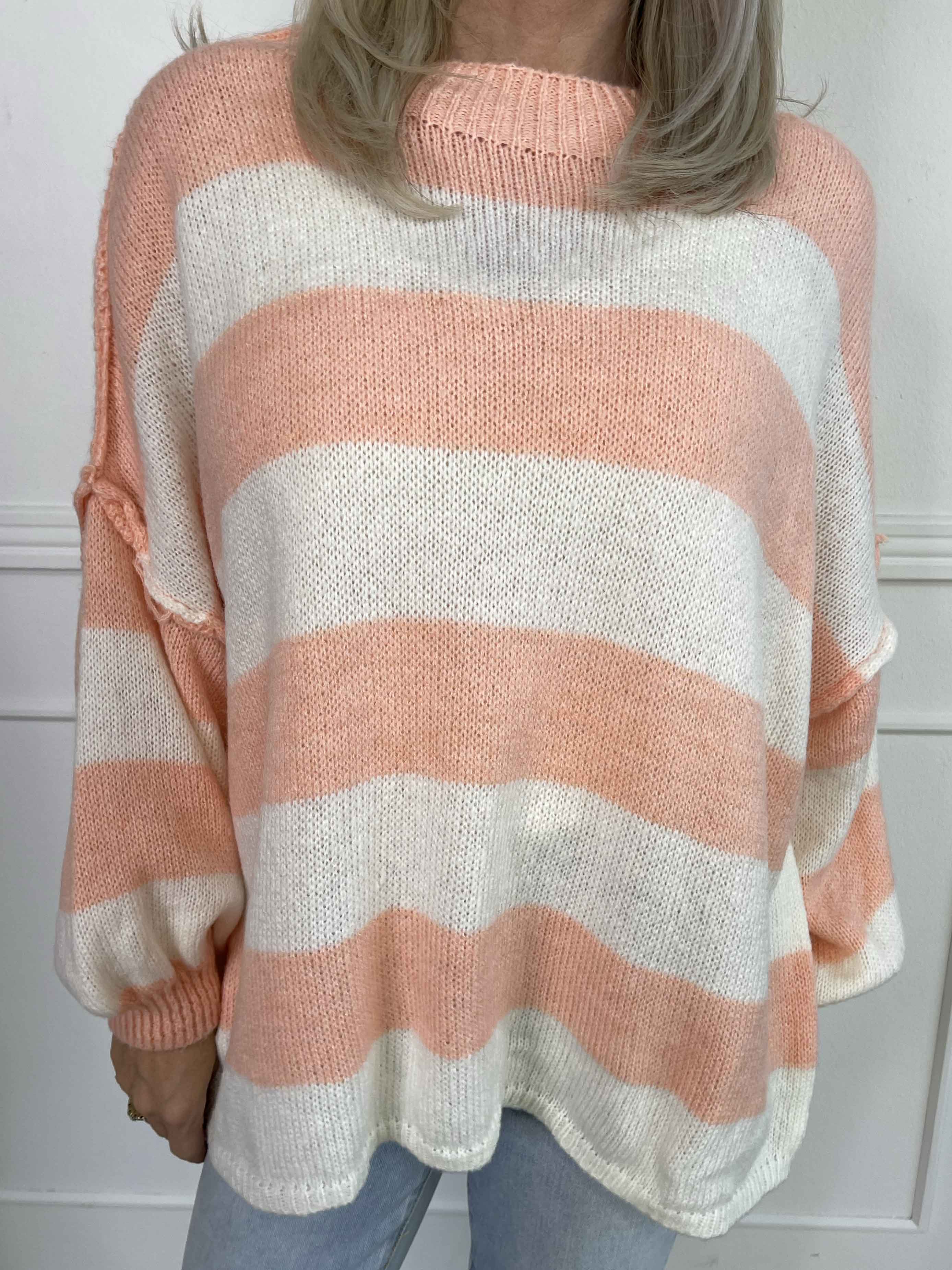 Stacia - Strikbluse med brede striber