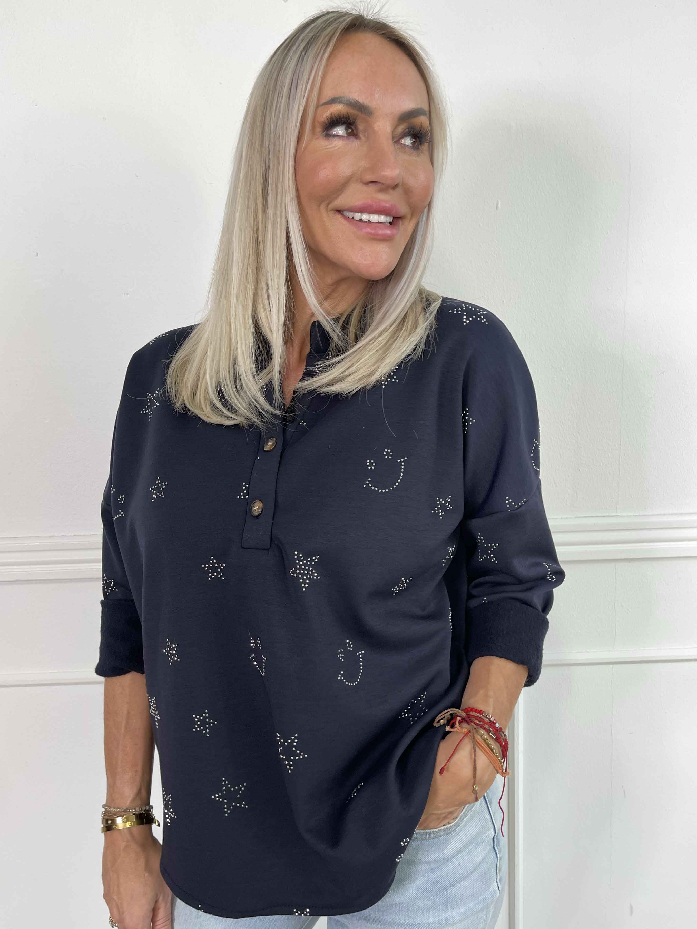 Star - Blød skjorte med smiley og stjerner af similisten