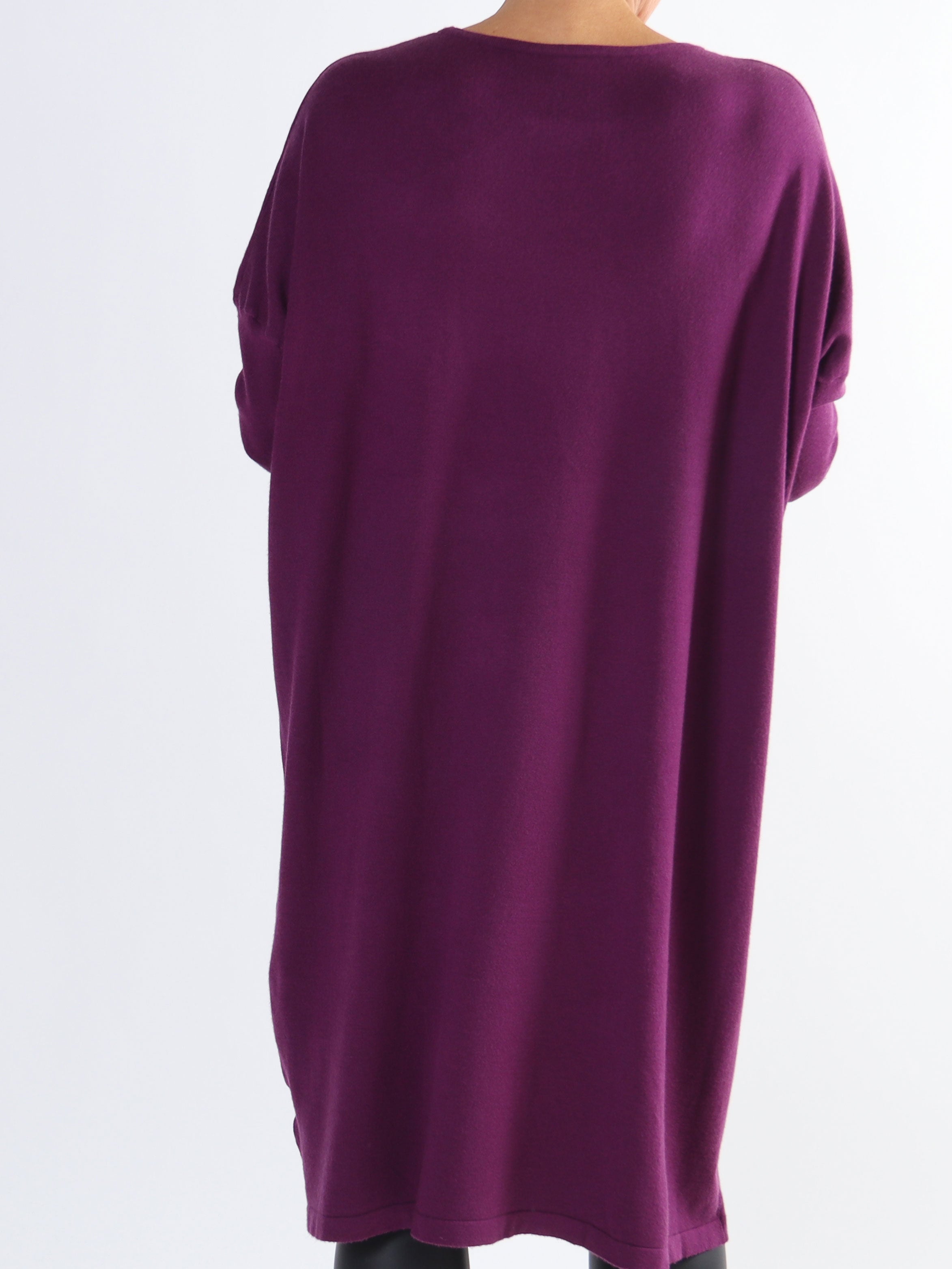 Luna - Blød plus size strikkjole med similisten