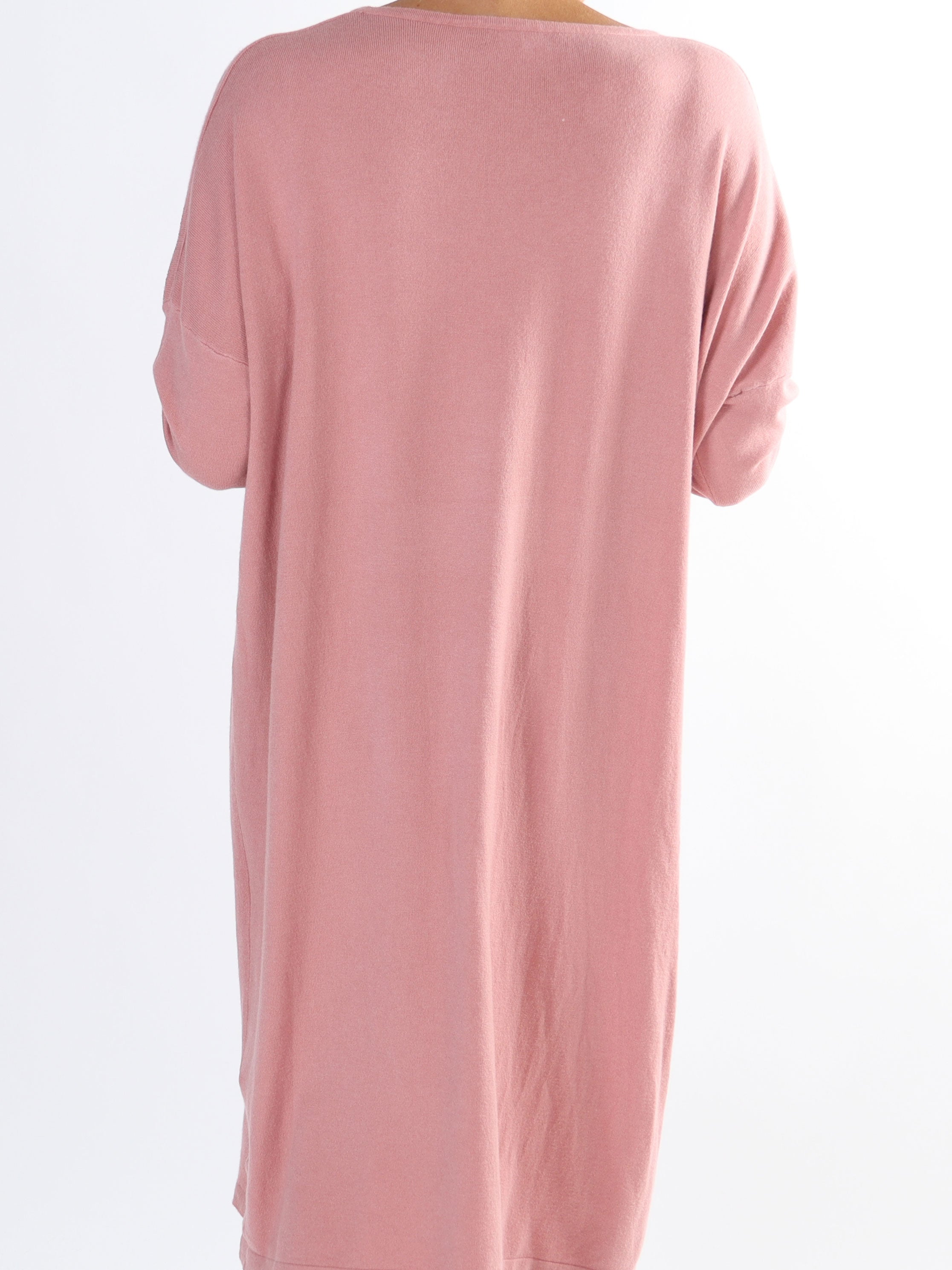 Luna - Blød plus size strikkjole med similisten