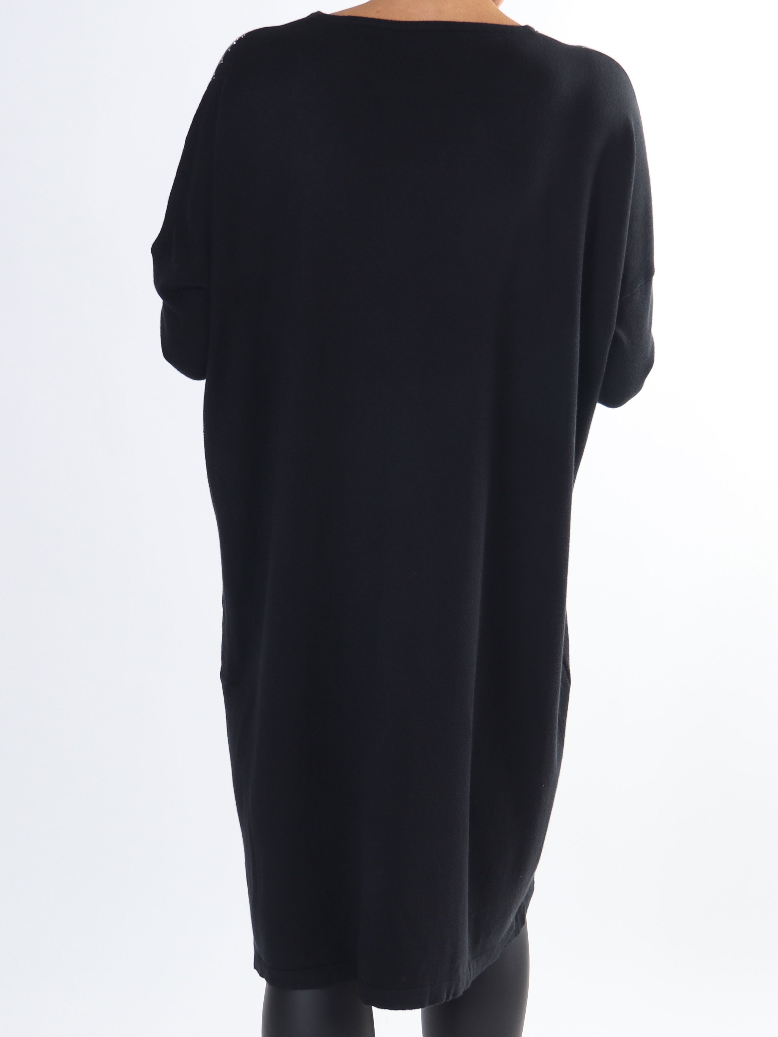 Luna - Blød plus size strikkjole med similisten