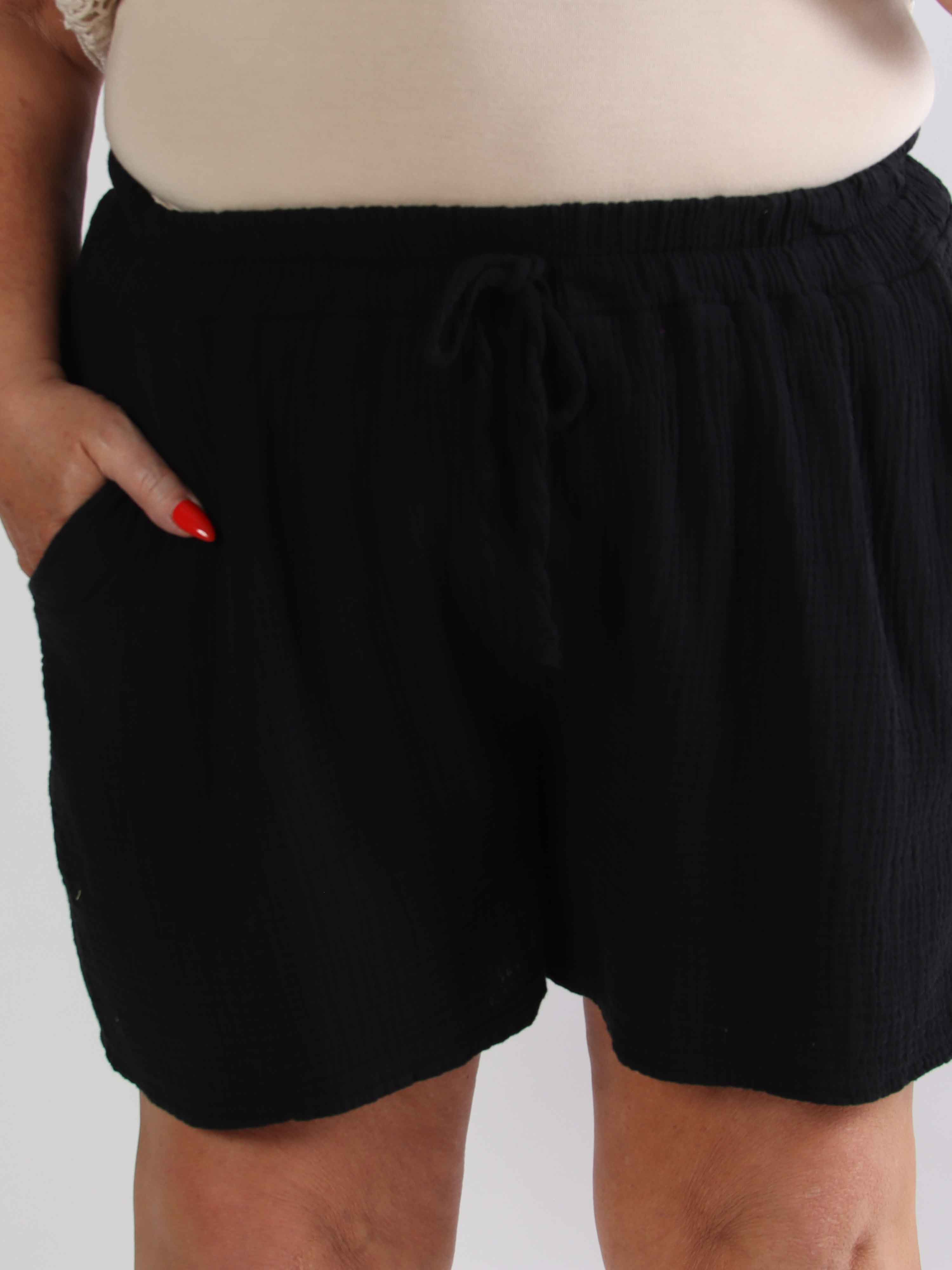 Stevie - Bløde plus size shorts i bomuldsbæk og bølge stof