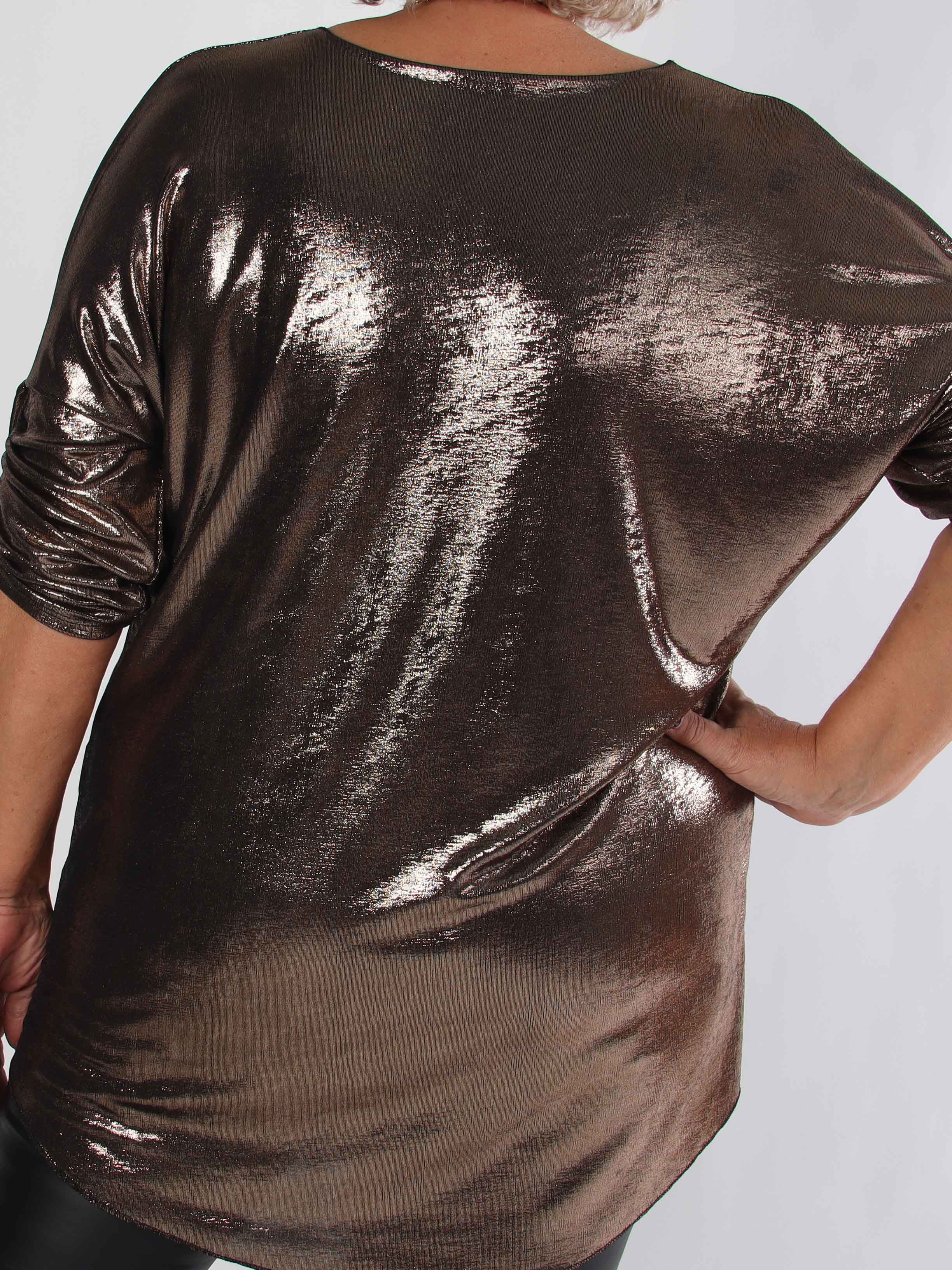 Subira - Shiny plus size tunika med v-udskæring