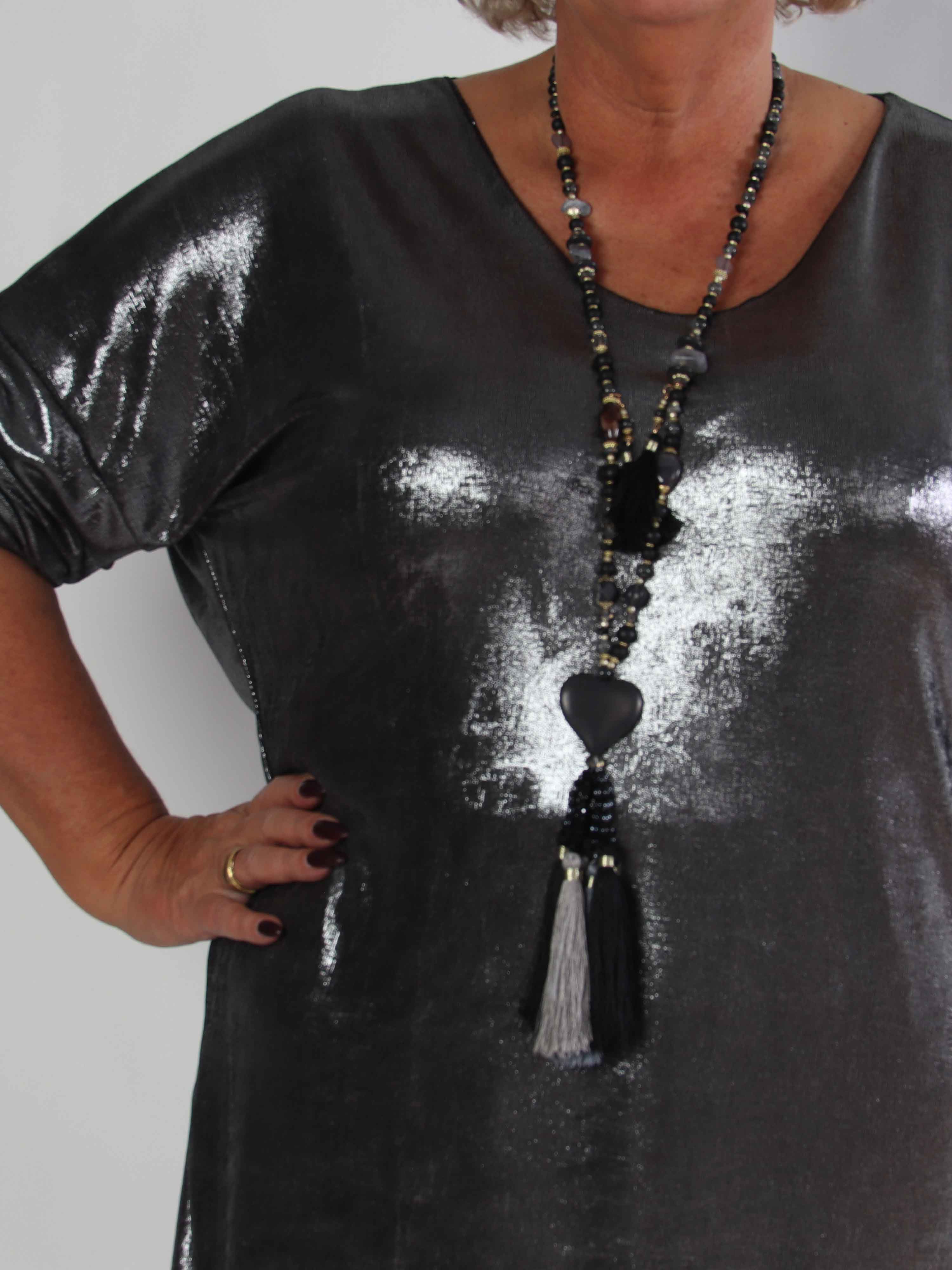 Subira - Shiny plus size tunika med v-udskæring