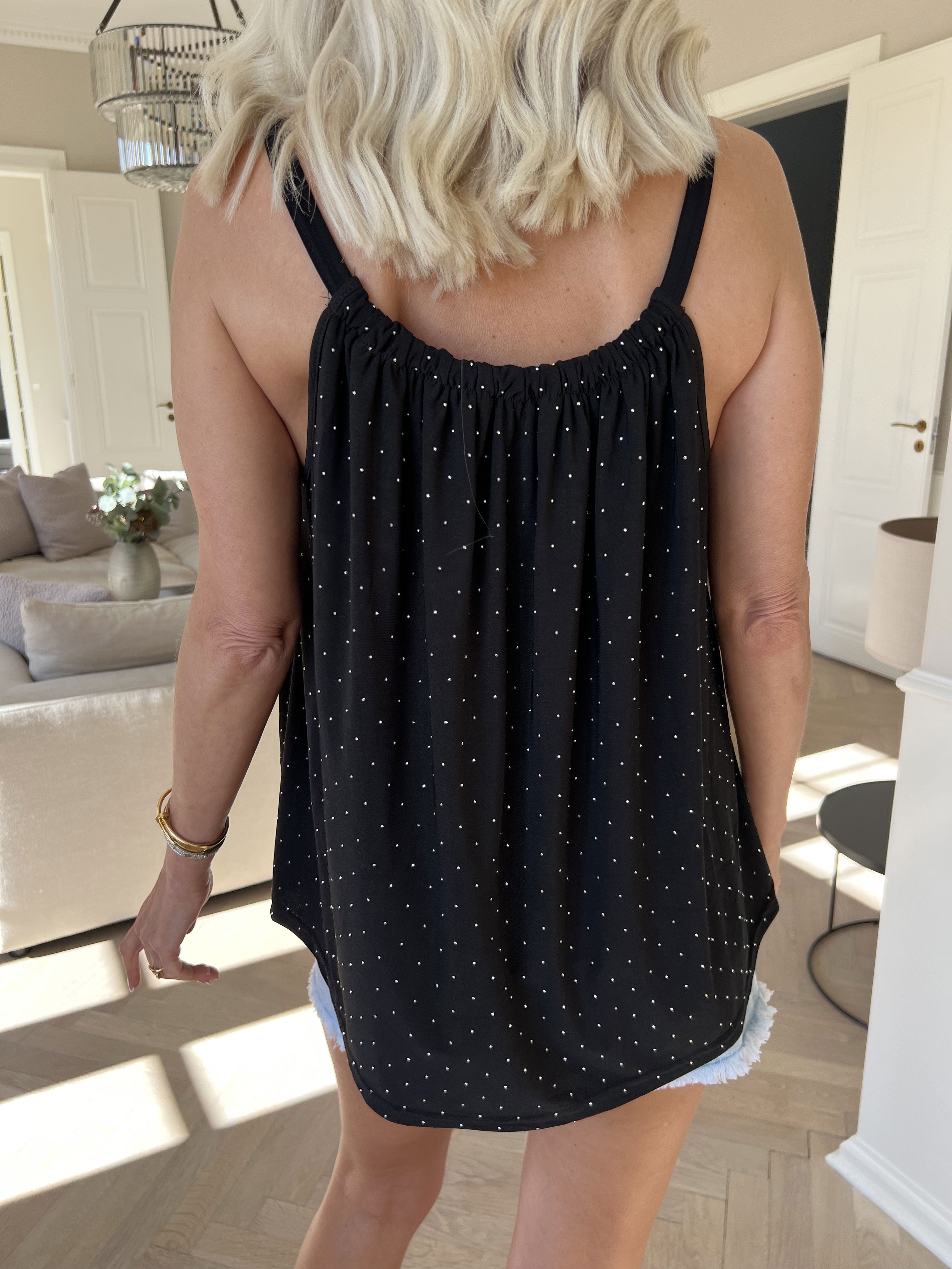 Sunlove Crystal Top - Ensfarvet elastisk top med similisten