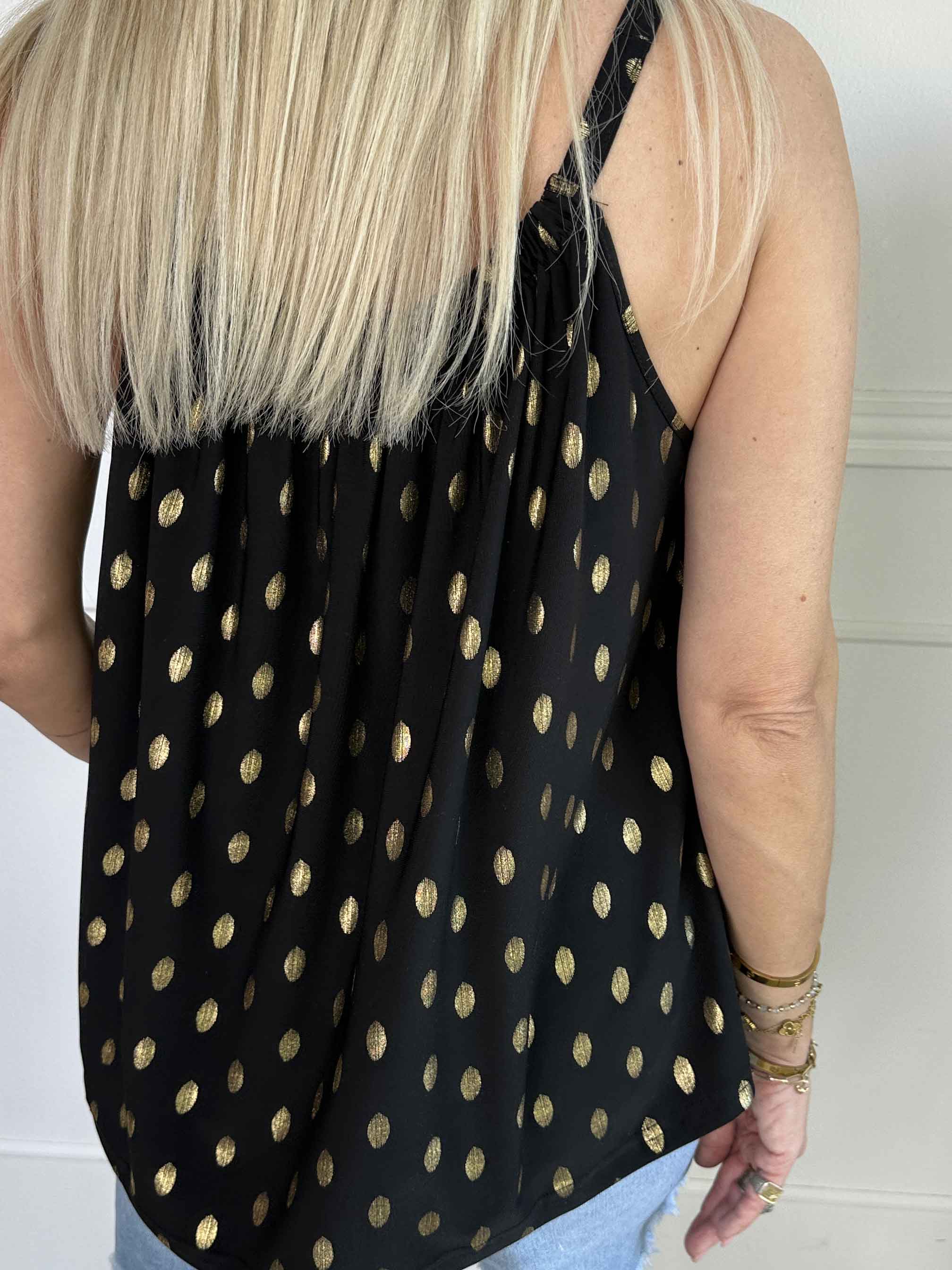 Sunlove Dot Top - Elastisk stroptop med guld dutter