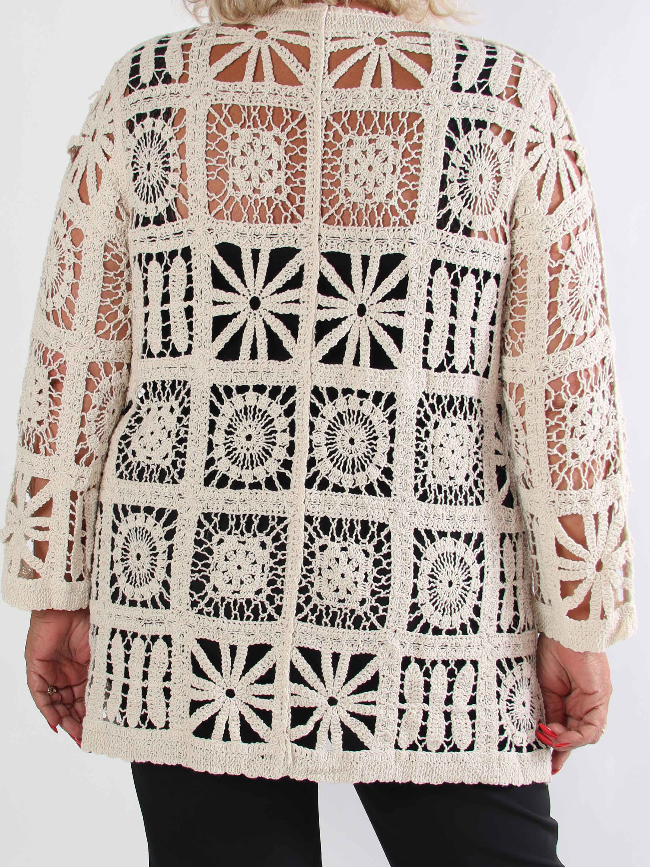 Temari - Hæklet plus size cardigan i bomuld med knapper