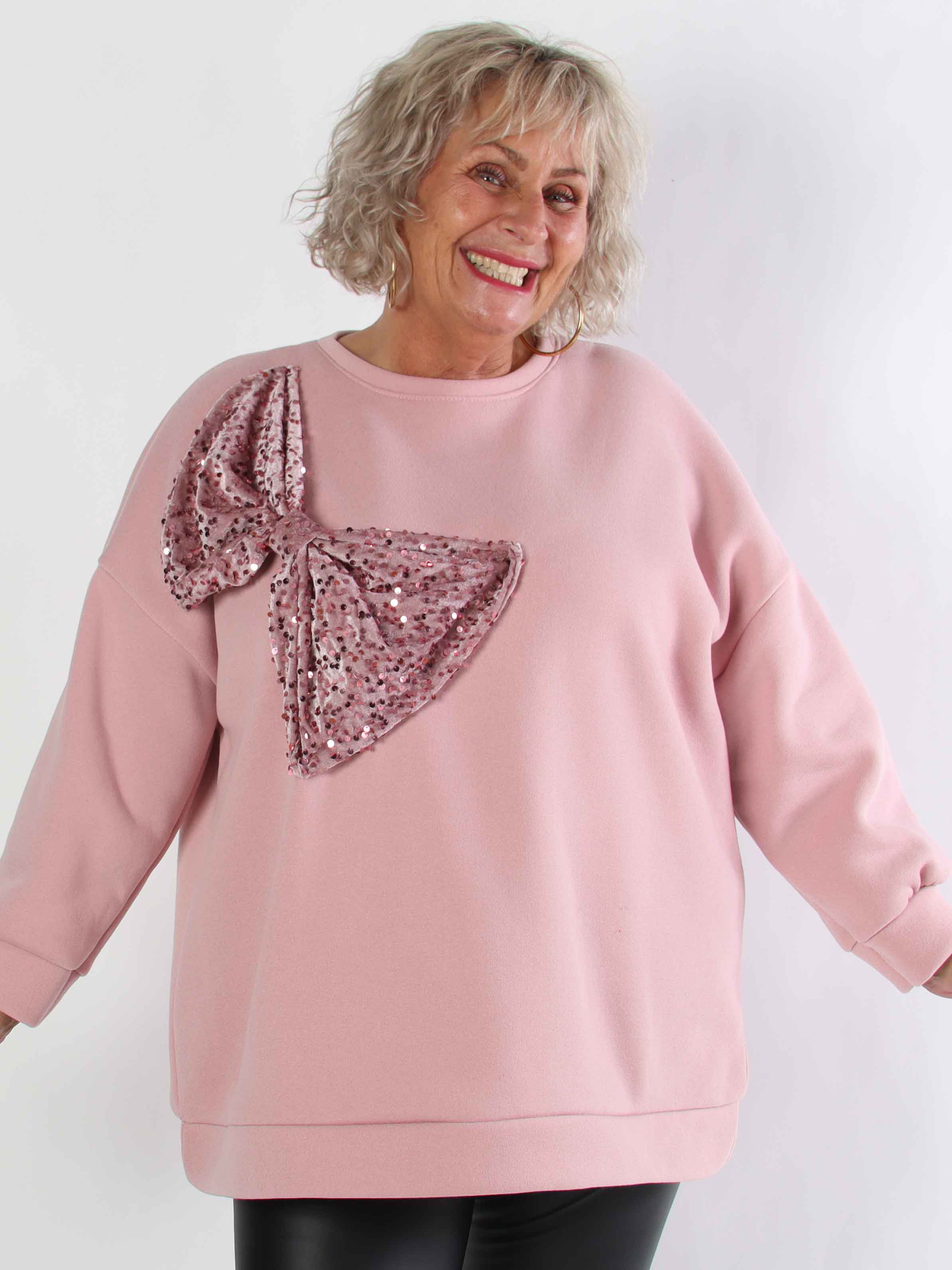 Thalassa - Plus size sweatshirt i bomuld med stor velour sløjfe