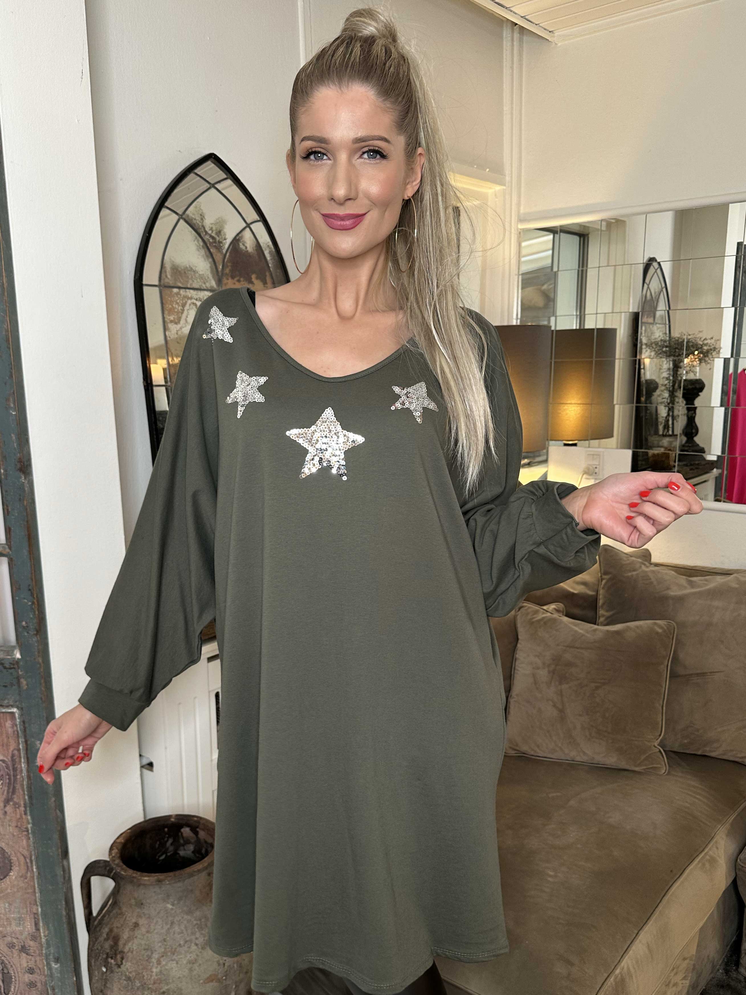 Torino - Oversized joggingkjole med stjerner af pailletter